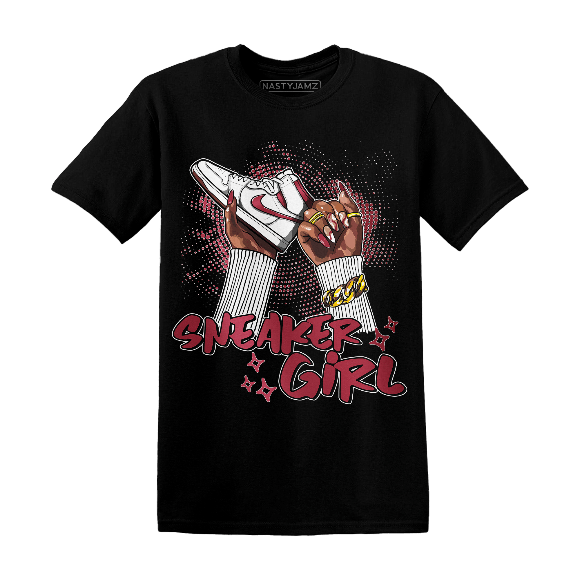 High 85 Metallic Burgundy 1s T Shirt Match Sneaker Girl Nail - NastyJamz