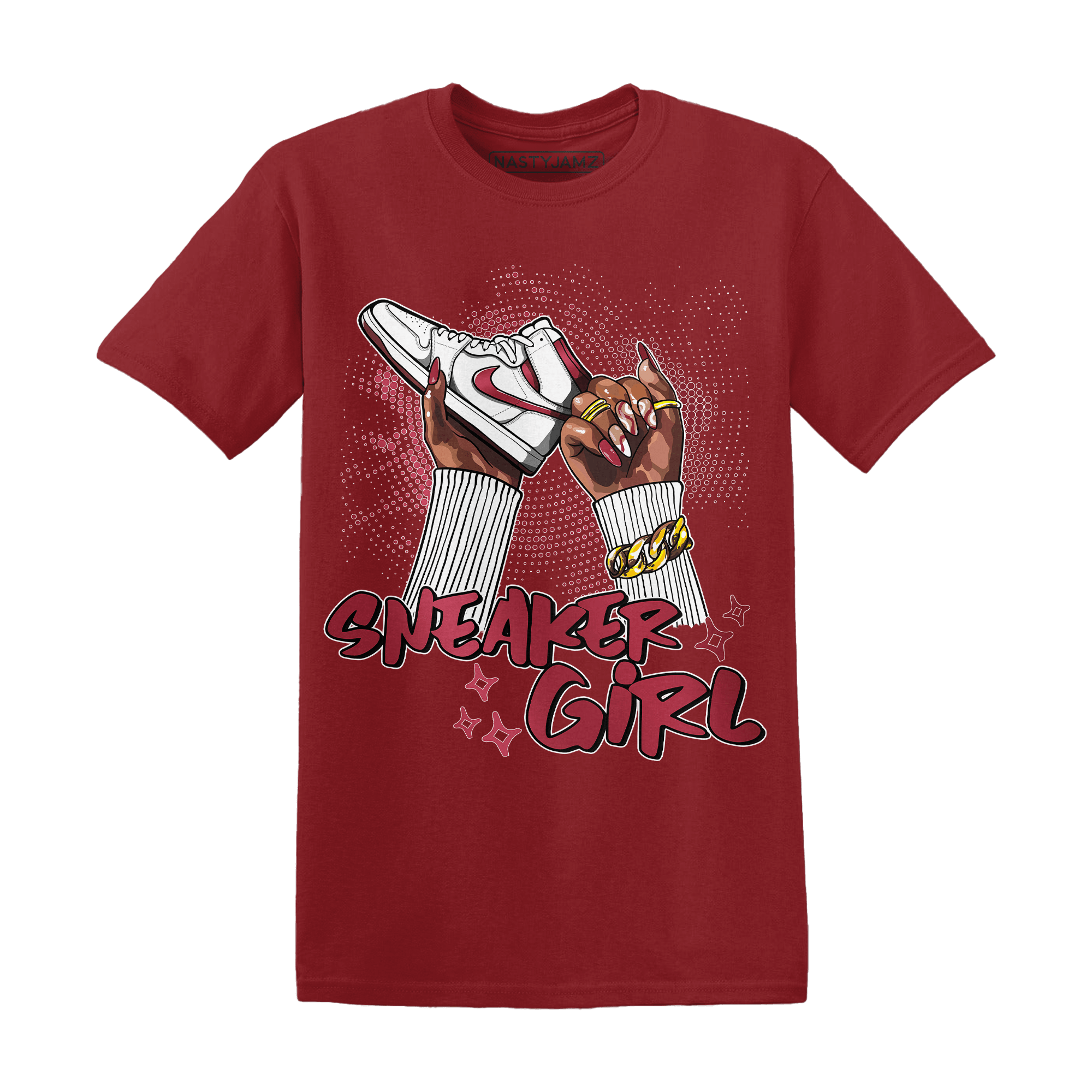 High 85 Metallic Burgundy 1s T Shirt Match Sneaker Girl Nail - NastyJamz