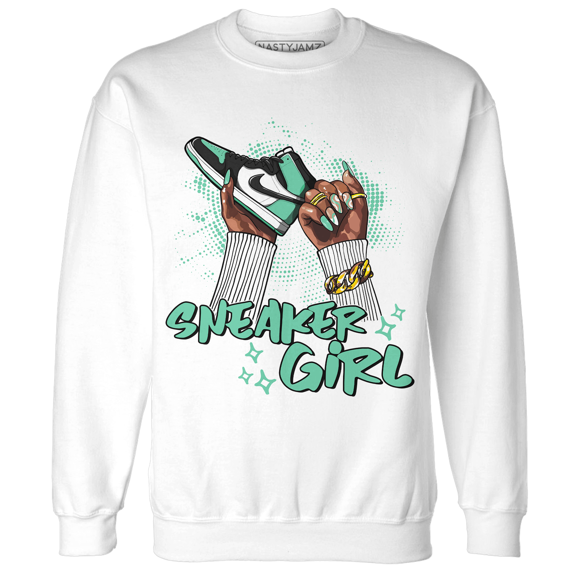 High OG Green Glow 1s Sweatshirt Match Sneaker Girl Nail - NastyJamz