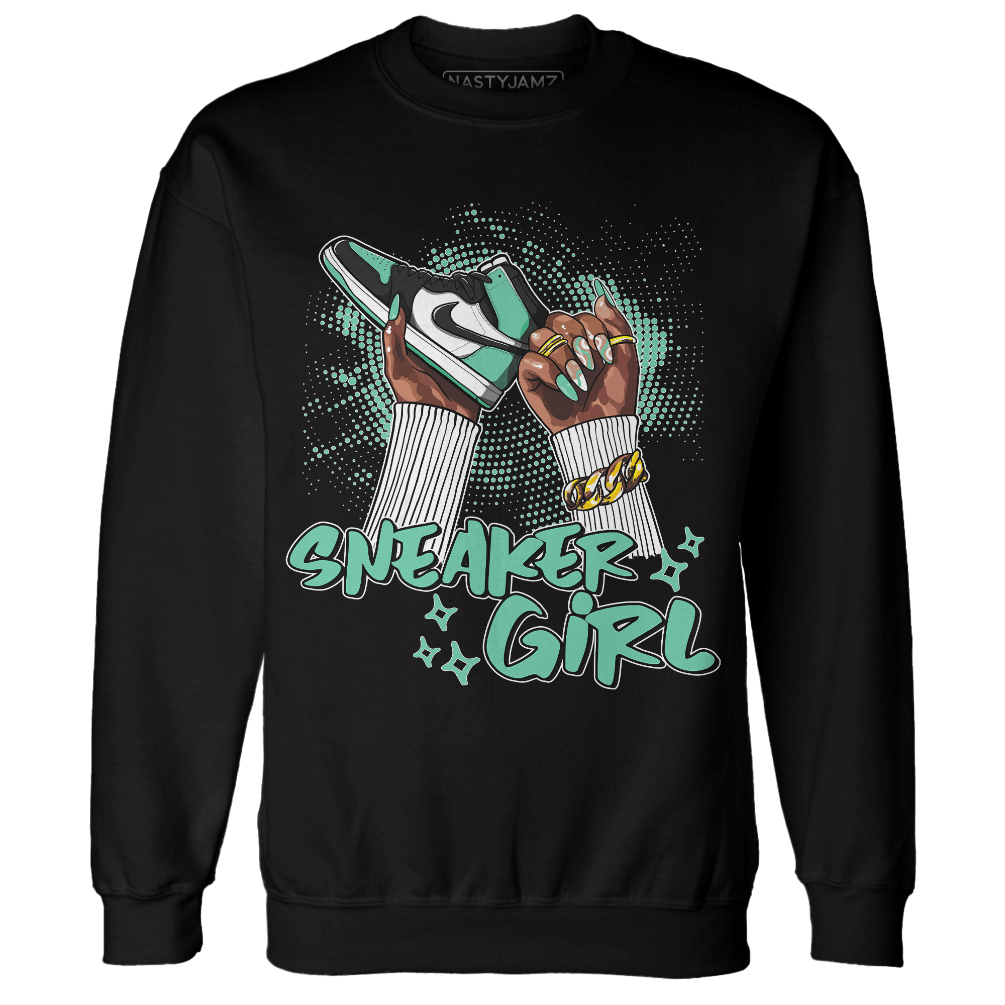 High OG Green Glow 1s Sweatshirt Match Sneaker Girl Nail - NastyJamz