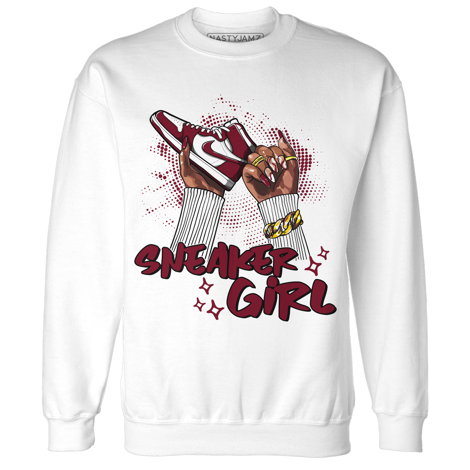 High White Team Red 1s Sweatshirt Match Sneaker Girl Nail - NastyJamz