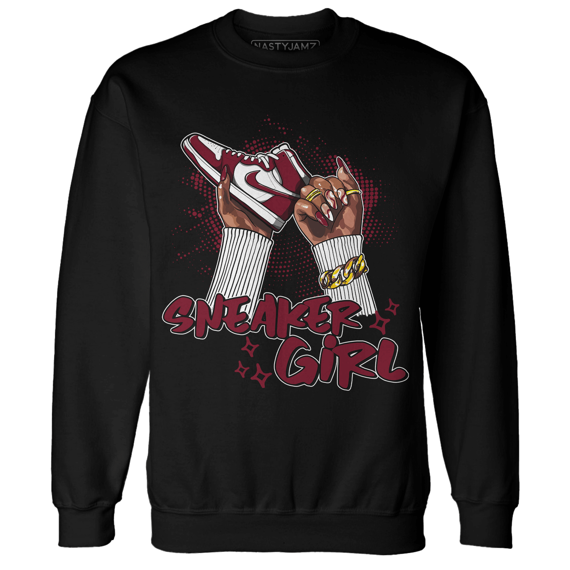 High White Team Red 1s Sweatshirt Match Sneaker Girl Nail - NastyJamz