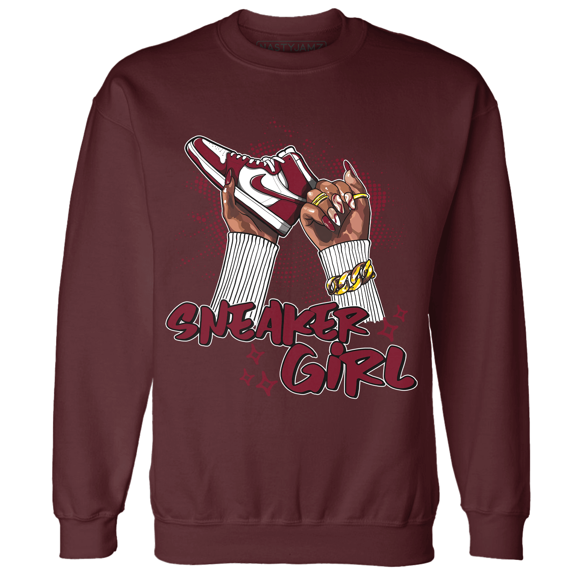 High White Team Red 1s Sweatshirt Match Sneaker Girl Nail - NastyJamz