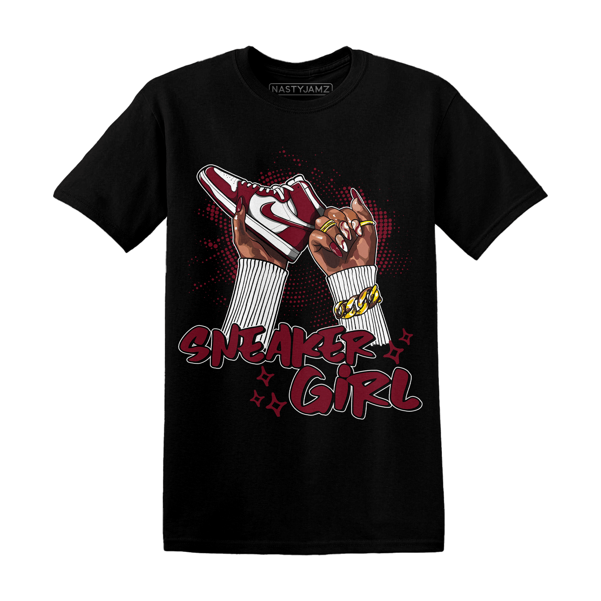 High White Team Red 1s T Shirt Match Sneaker Girl Nail - NastyJamz