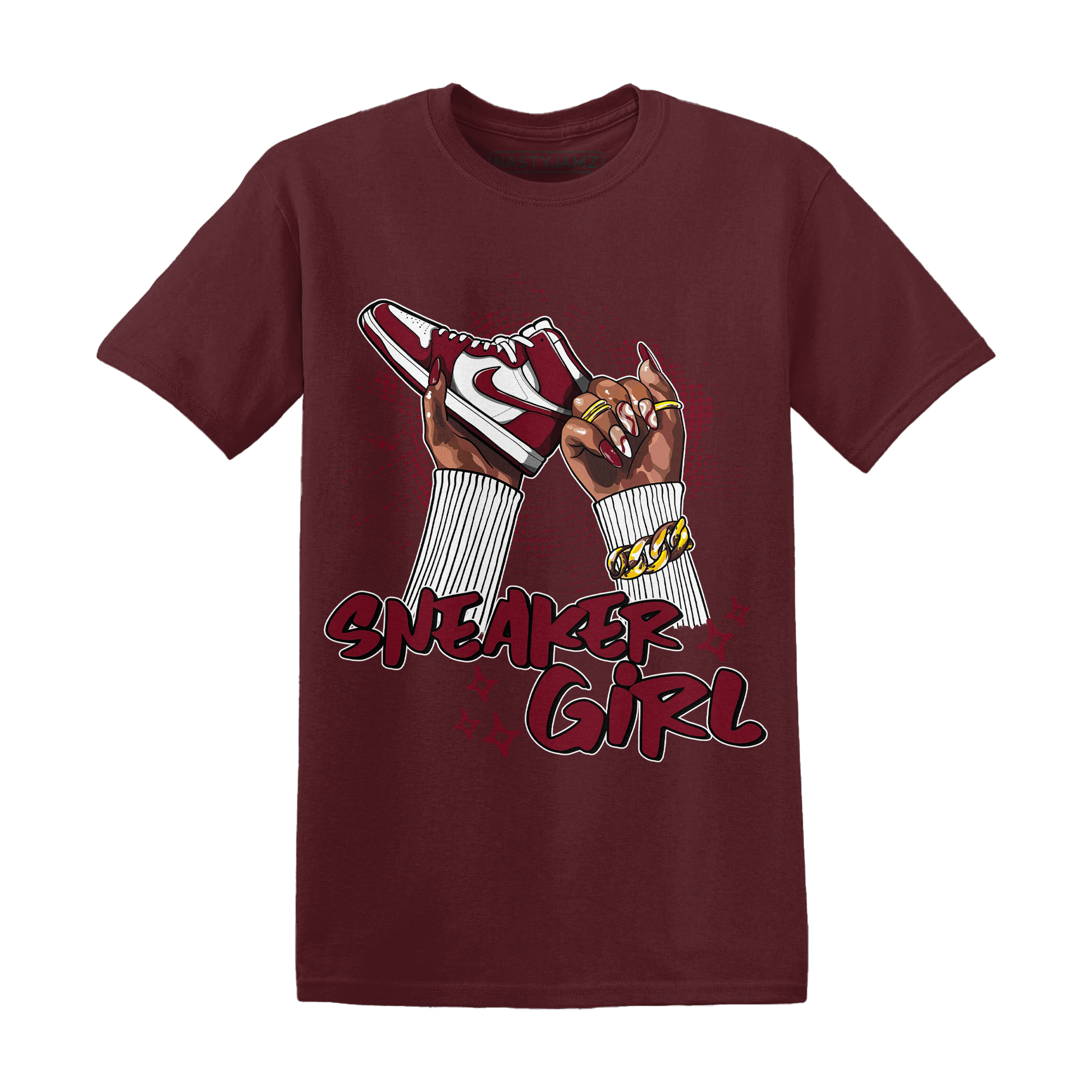 High White Team Red 1s T Shirt Match Sneaker Girl Nail - NastyJamz