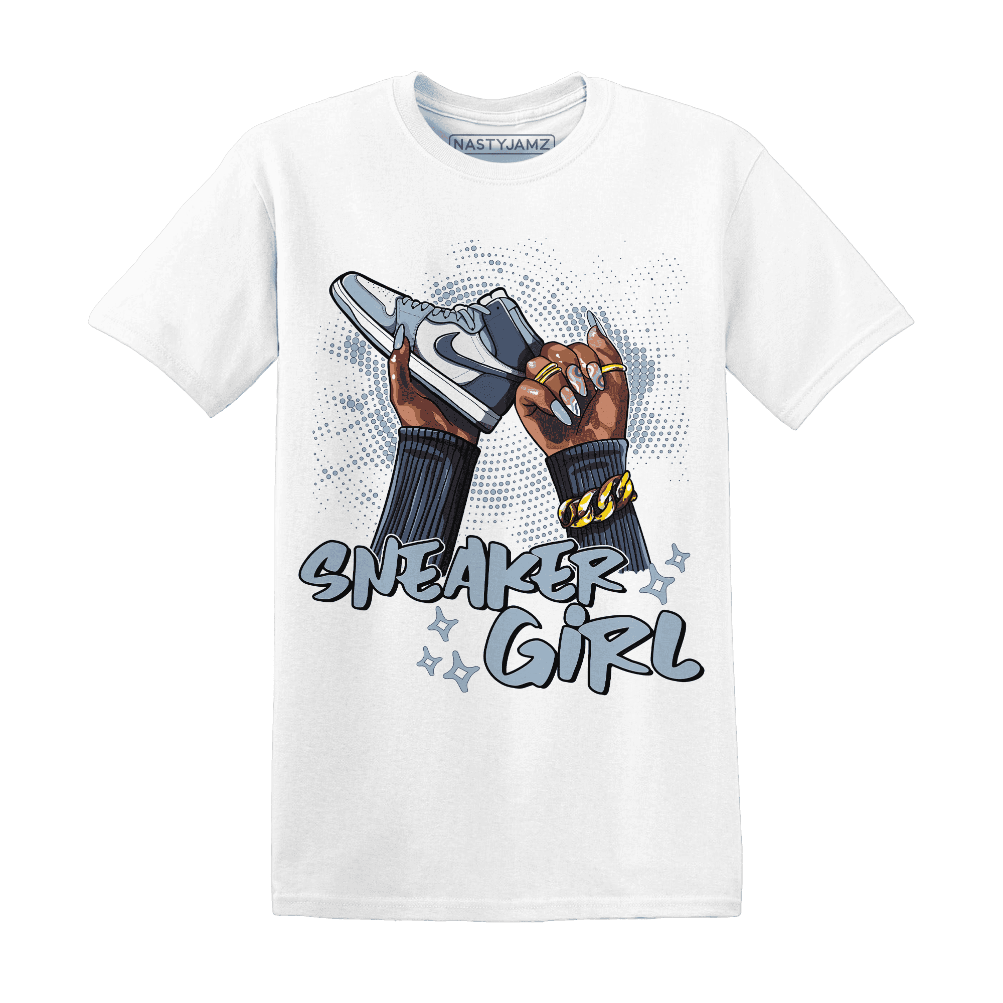 Mid Diffused Blue Grey 1s T Shirt Match Sneaker Girl Nail - NastyJamz