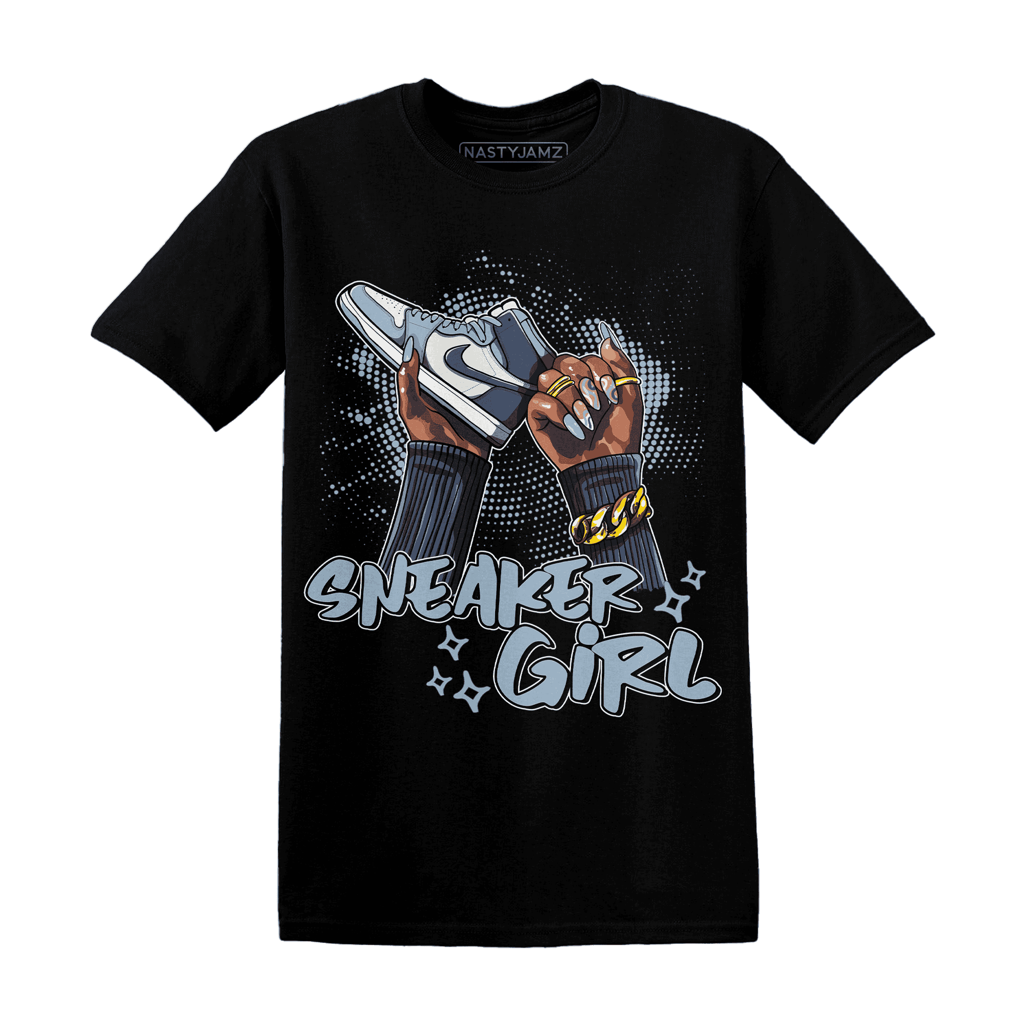 Mid Diffused Blue Grey 1s T Shirt Match Sneaker Girl Nail - NastyJamz