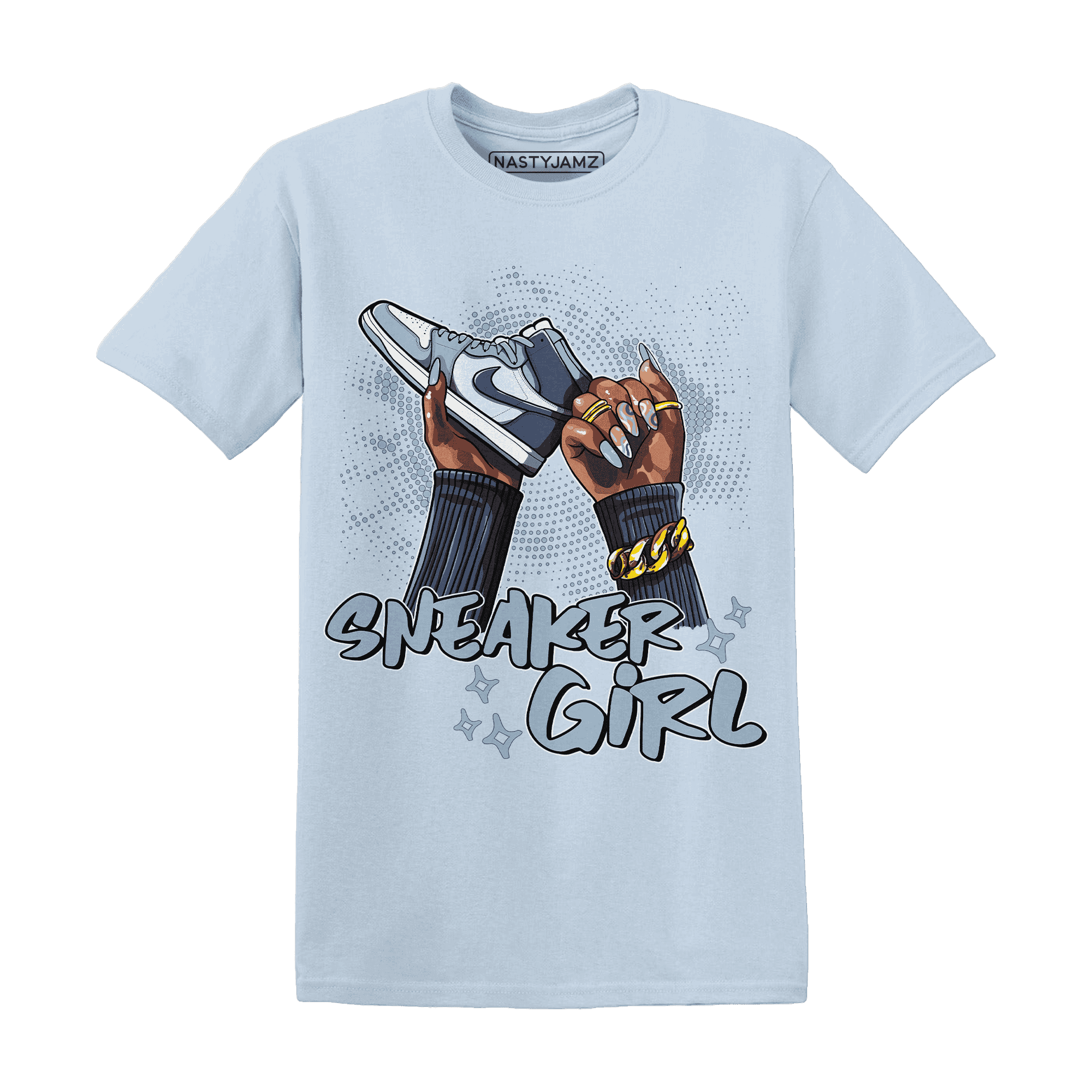 Mid Diffused Blue Grey 1s T Shirt Match Sneaker Girl Nail - NastyJamz