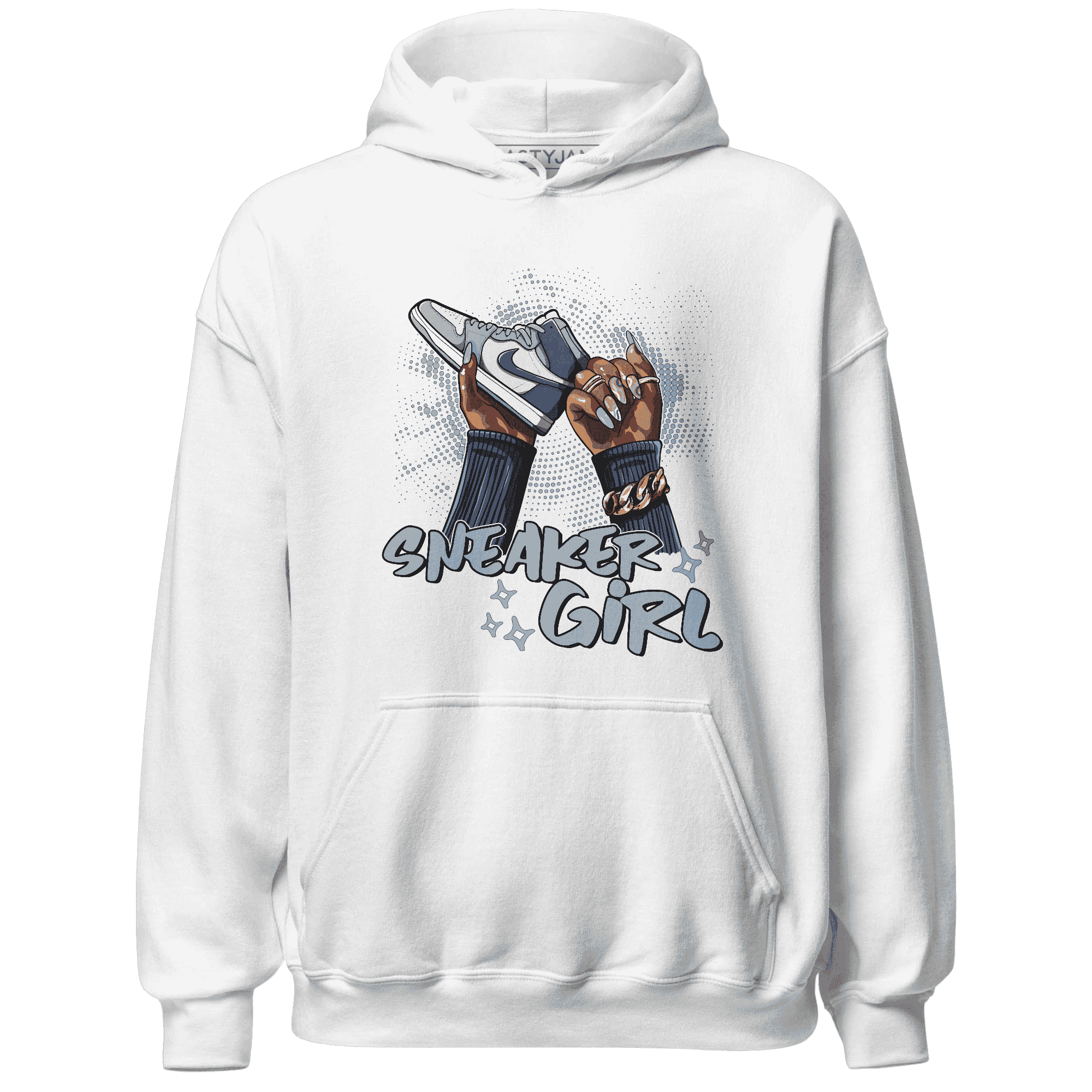 Mid Diffused Blue Grey 1s Hoodie Match Sneaker Girl Nail - NastyJamz