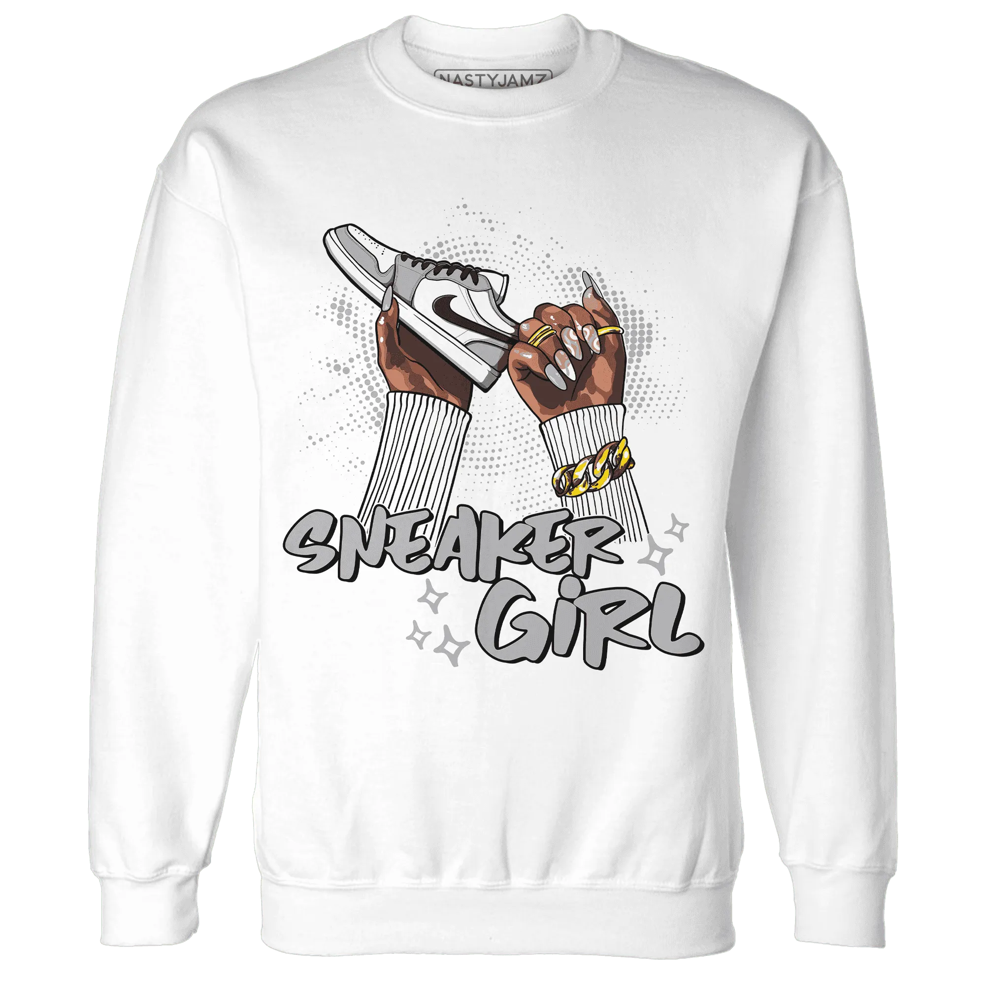 Wolf-Grey-1s-Sweatshirt-Match-Sneaker-Girl-Nail