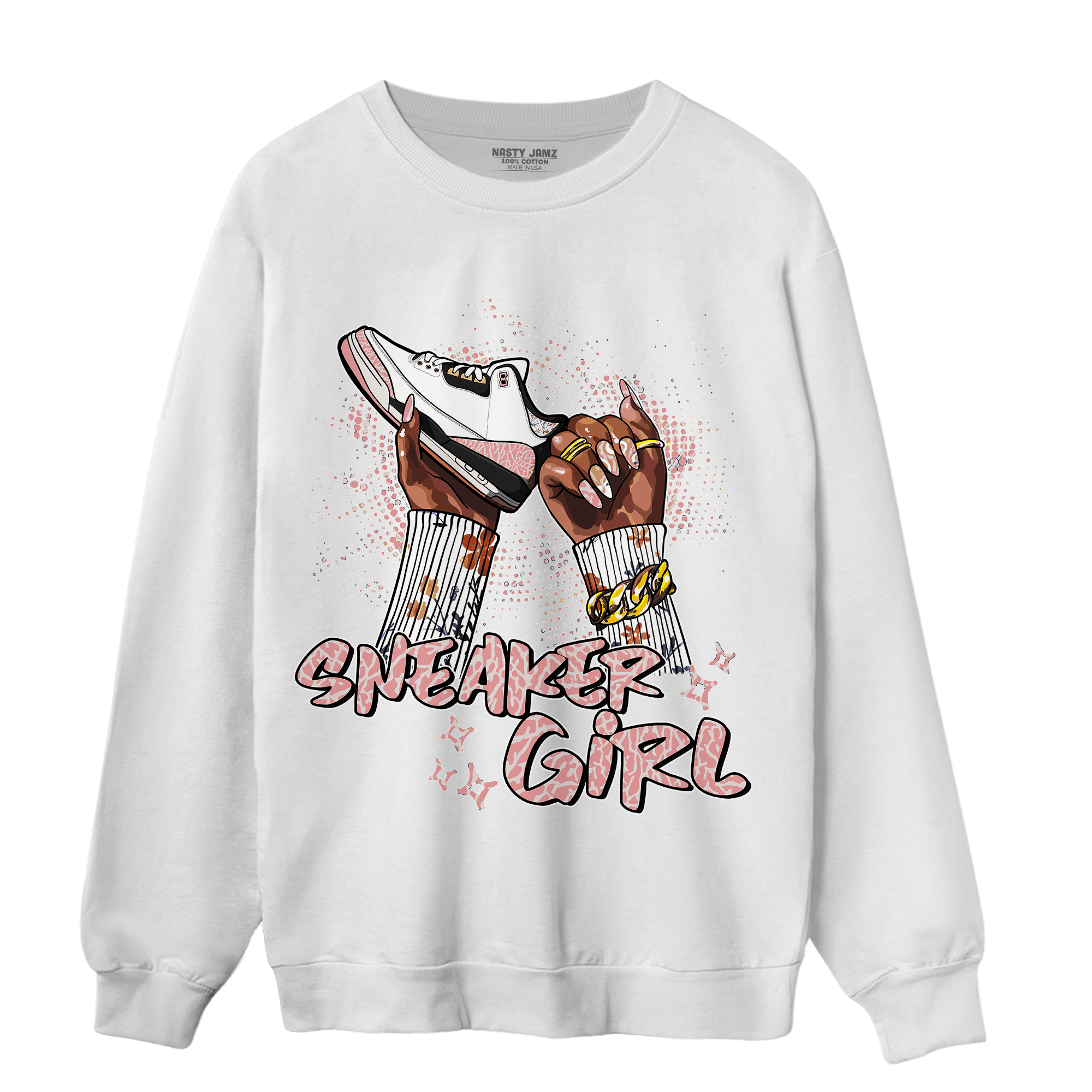 Red Stardust 3s Sweatshirt Match Sneaker Girl Nail - NastyJamz