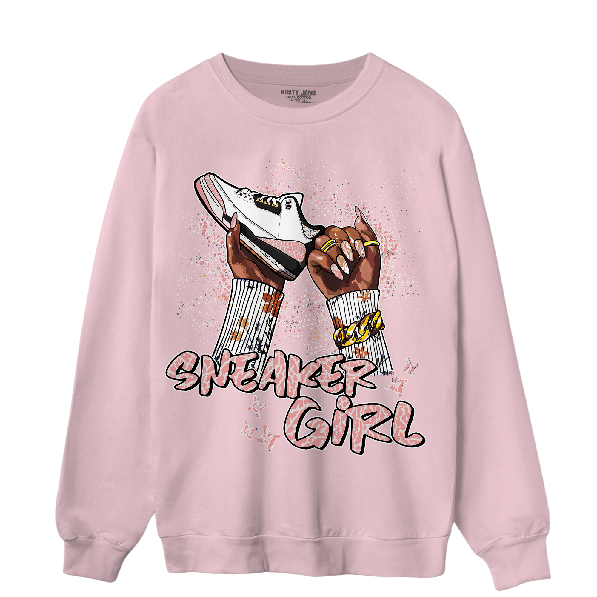 Red Stardust 3s Sweatshirt Match Sneaker Girl Nail - NastyJamz