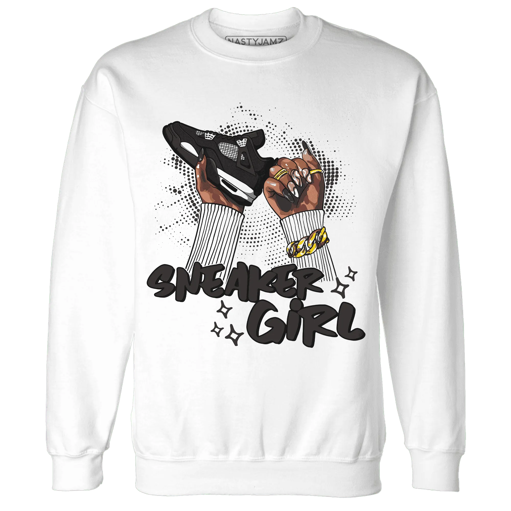 White-Thunder-4s-Sweatshirt-Match-Sneaker-Girl-Nail