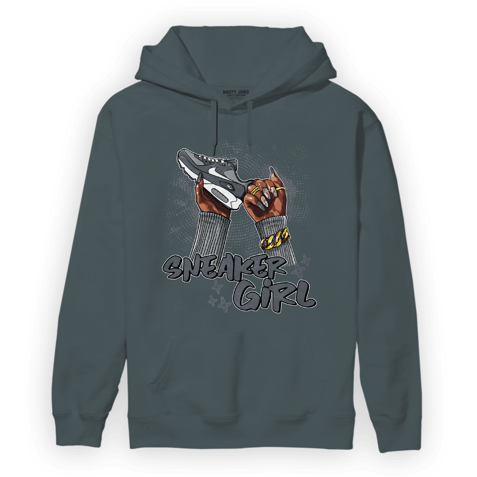 Air Max 90 Iron Grey Hoodie Match Sneaker Girl Nail - NastyJamz