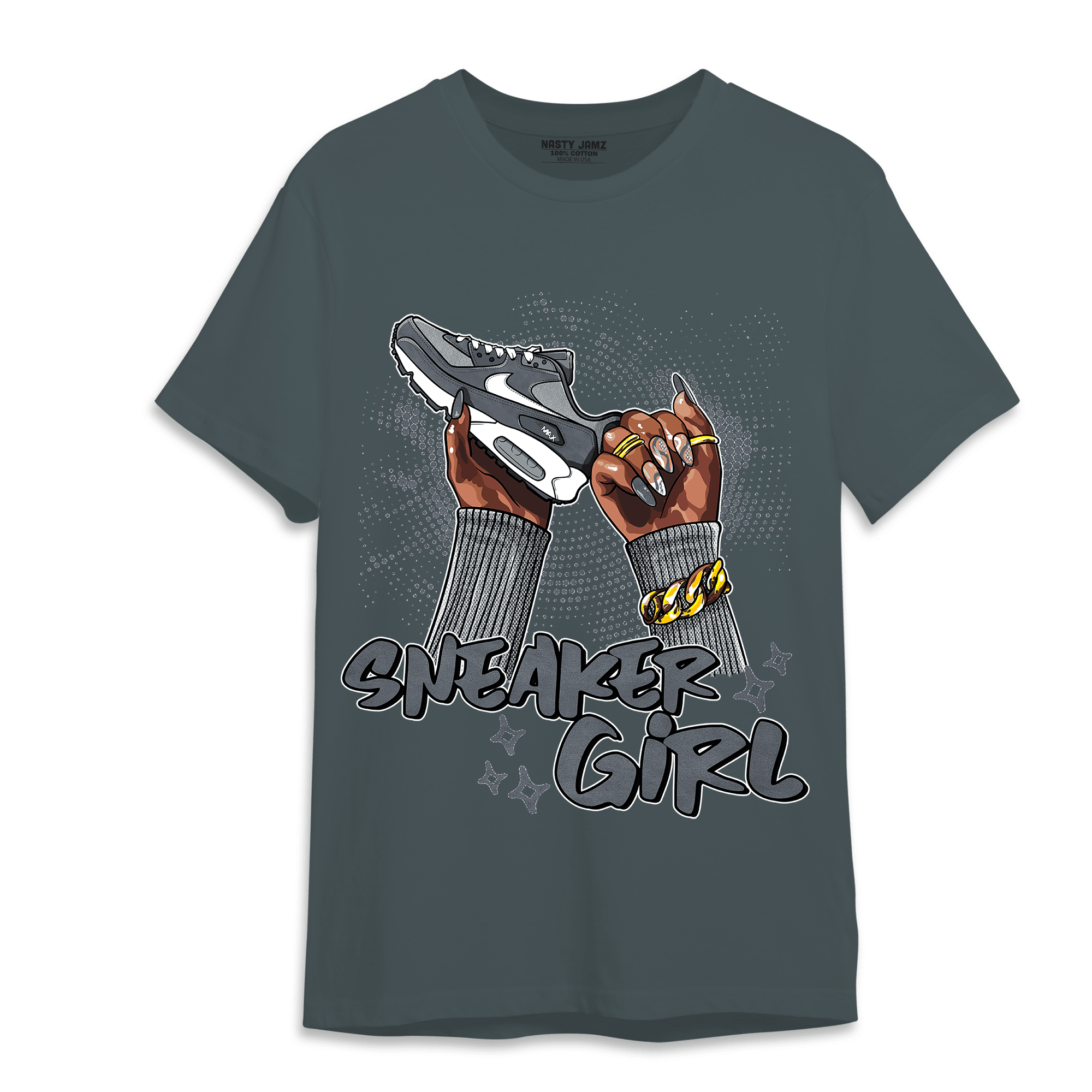 Air Max 90 Iron Grey T Shirt Match Sneaker Girl Nail - NastyJamz