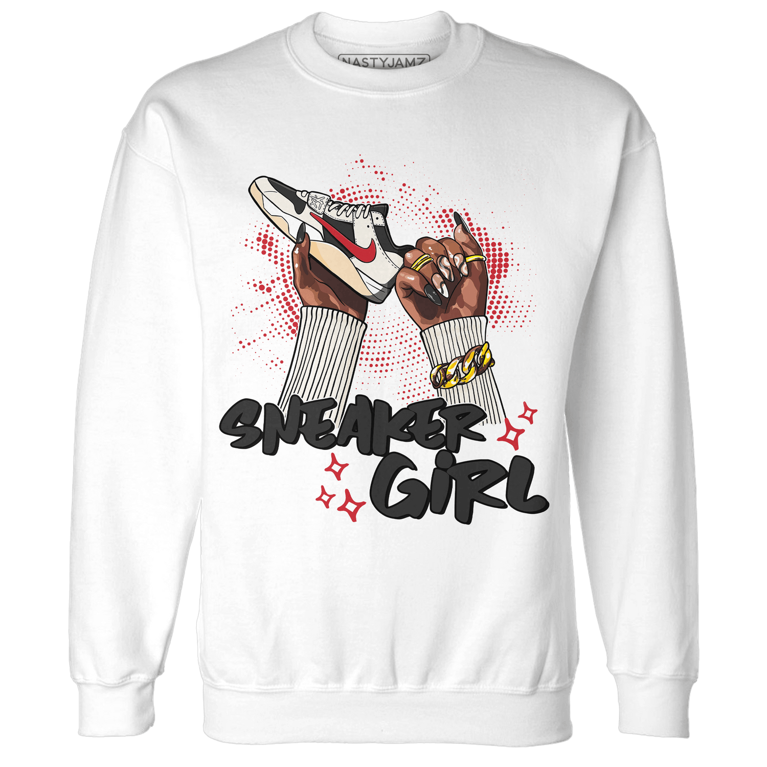 Jumman Jack University Red Sweatshirt Match Sneaker Girl Nail - NastyJamz