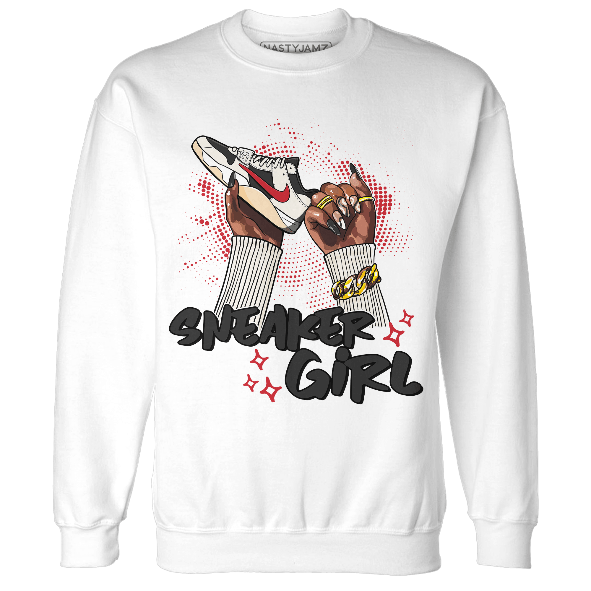 Jumman Jack University Red Sweatshirt Match Sneaker Girl Nail - NastyJamz