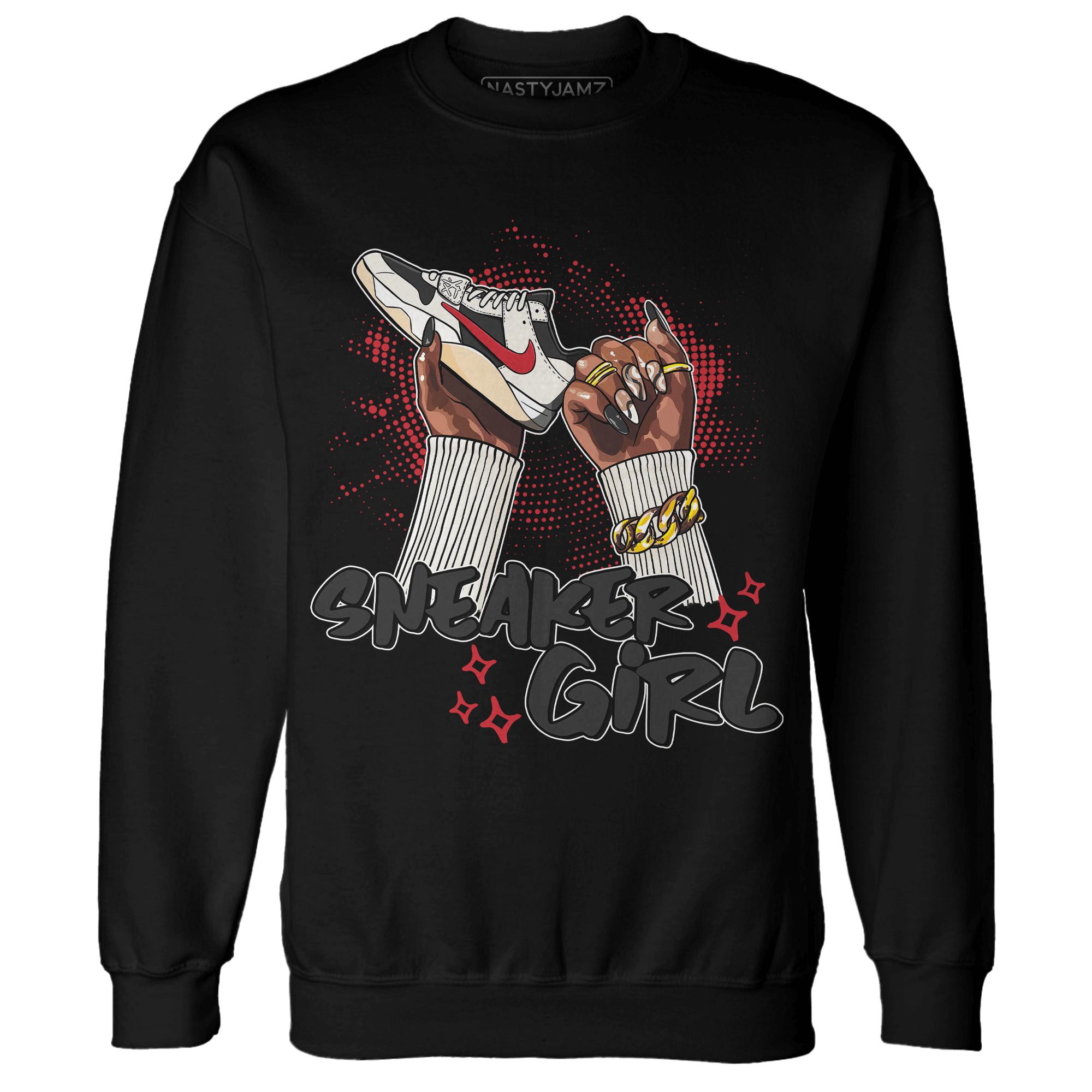 Jumman Jack University Red Sweatshirt Match Sneaker Girl Nail - NastyJamz