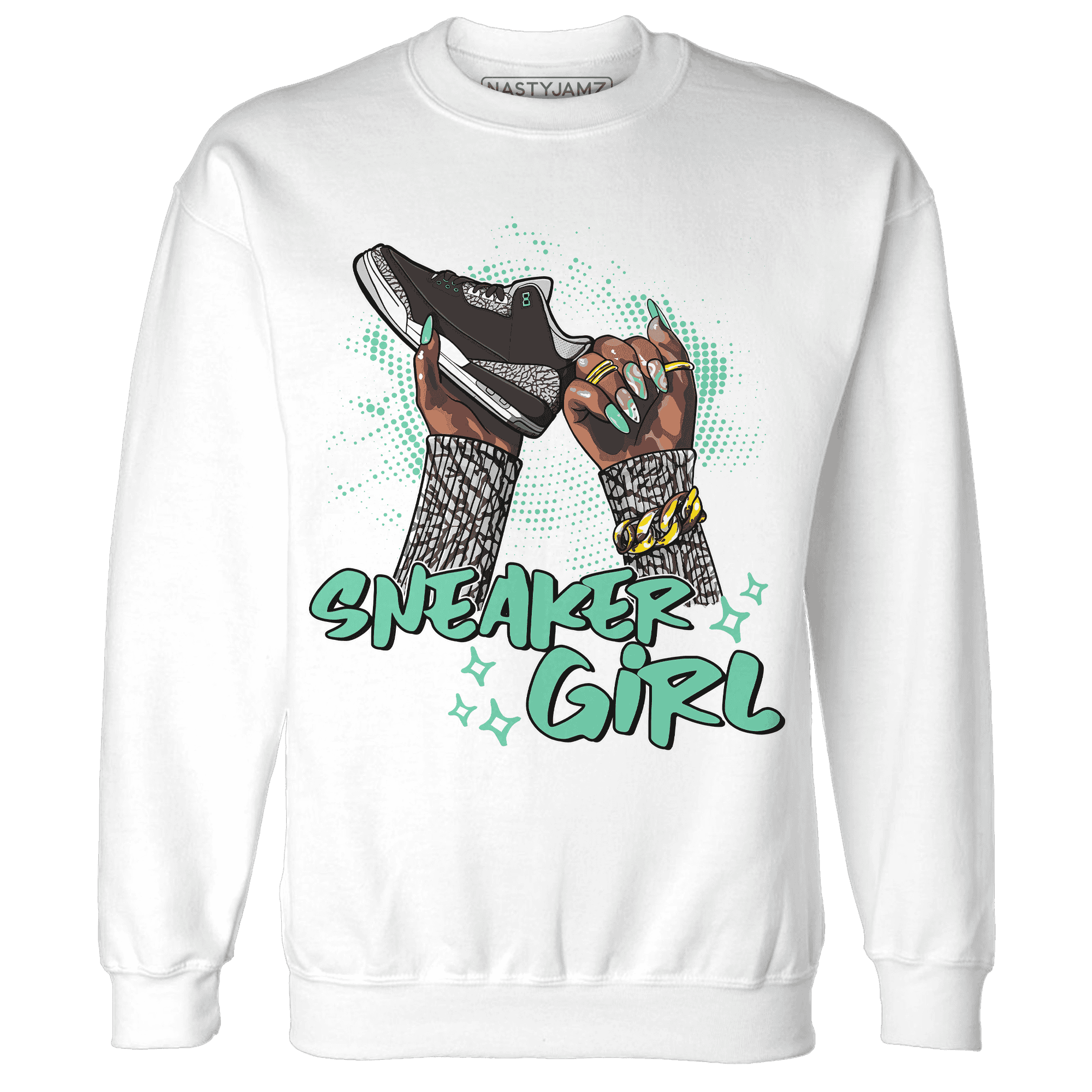 NastyJamz Green Glow 3s Sweatshirt Match Sneaker Girl Nail