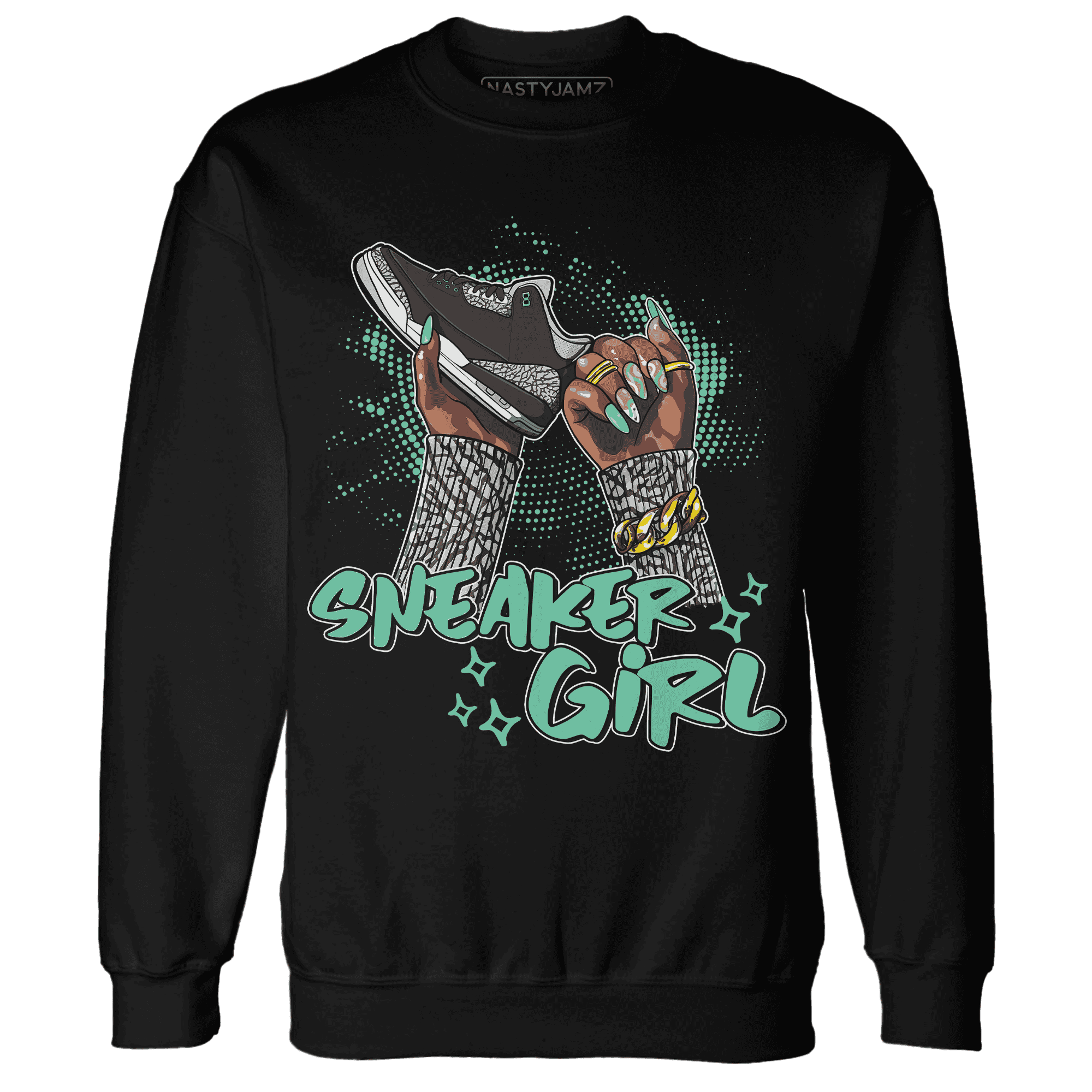 NastyJamz Green Glow 3s Sweatshirt Match Sneaker Girl Nail