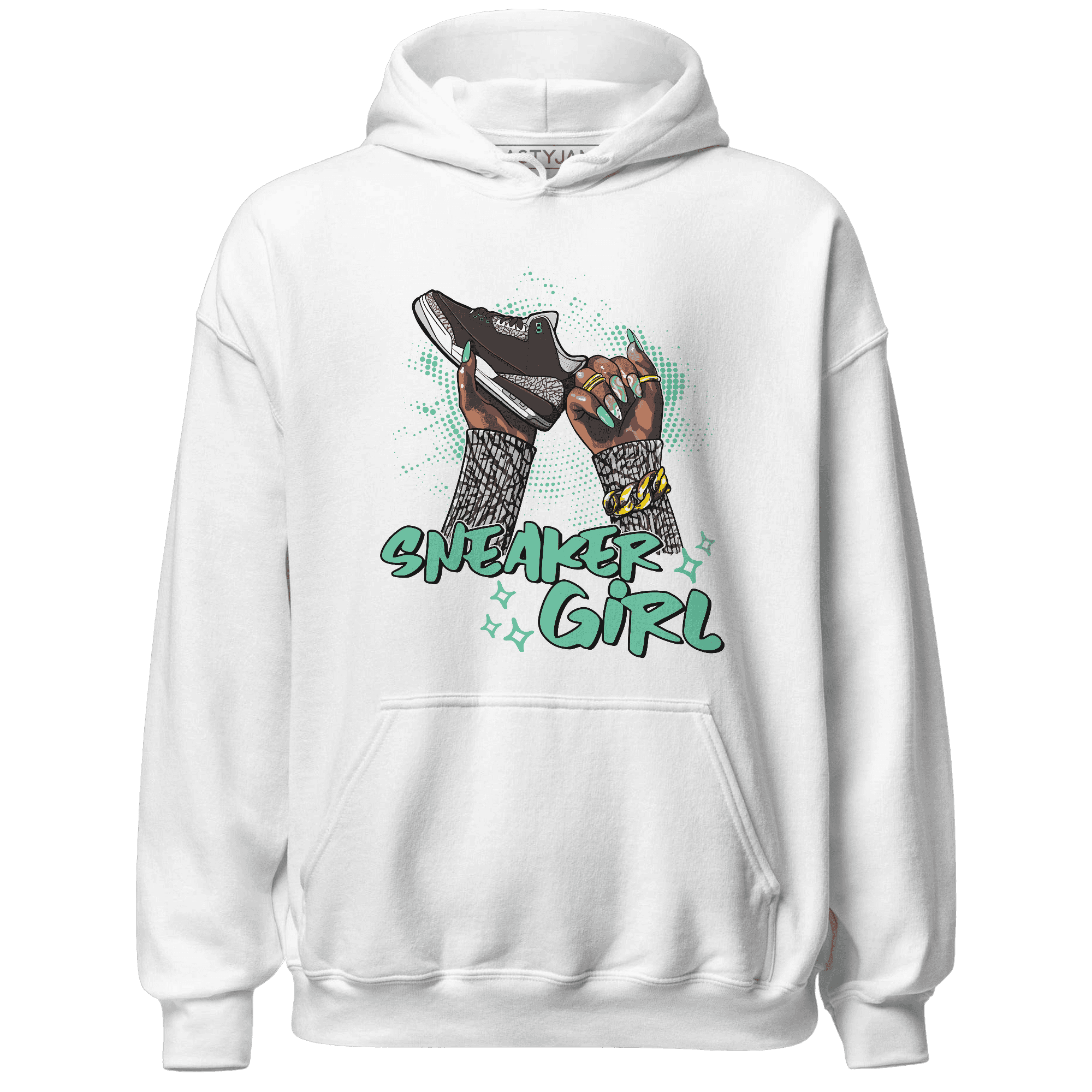 NastyJamz Green Glow 3s Hoodie Match Sneaker Girl Nail