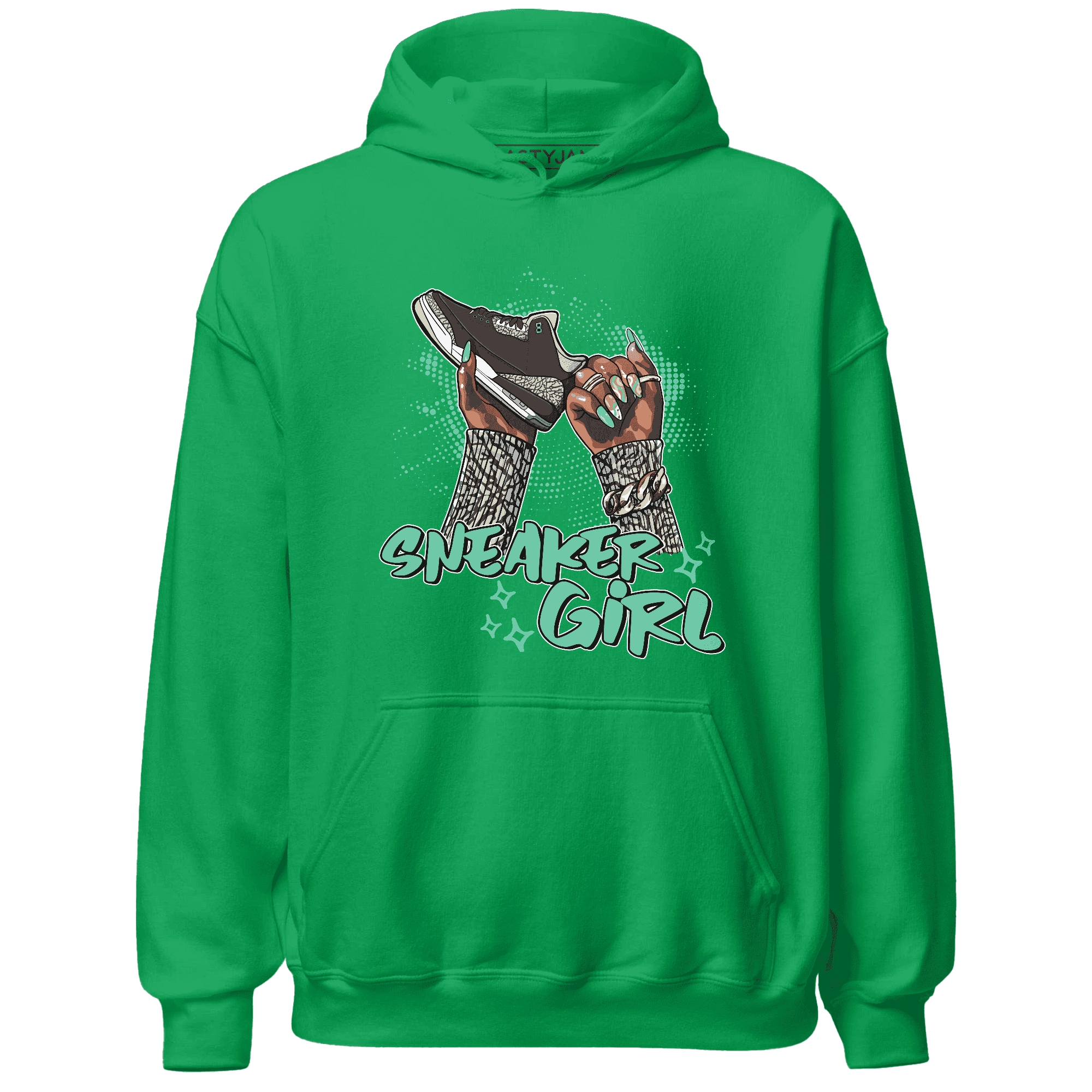 NastyJamz Green Glow 3s Hoodie Match Sneaker Girl Nail