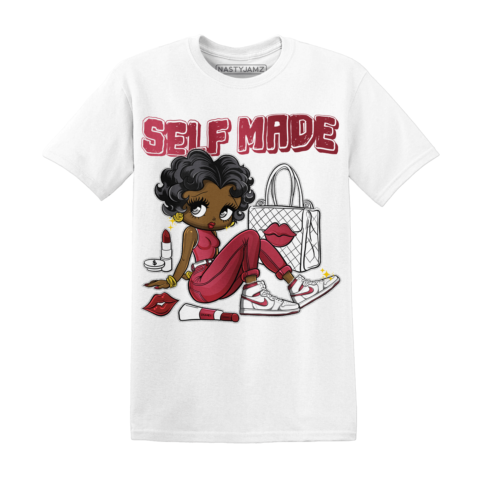 High 85 Metallic Burgundy 1s T Shirt Match Sneaker Girl Selfmade - NastyJamz