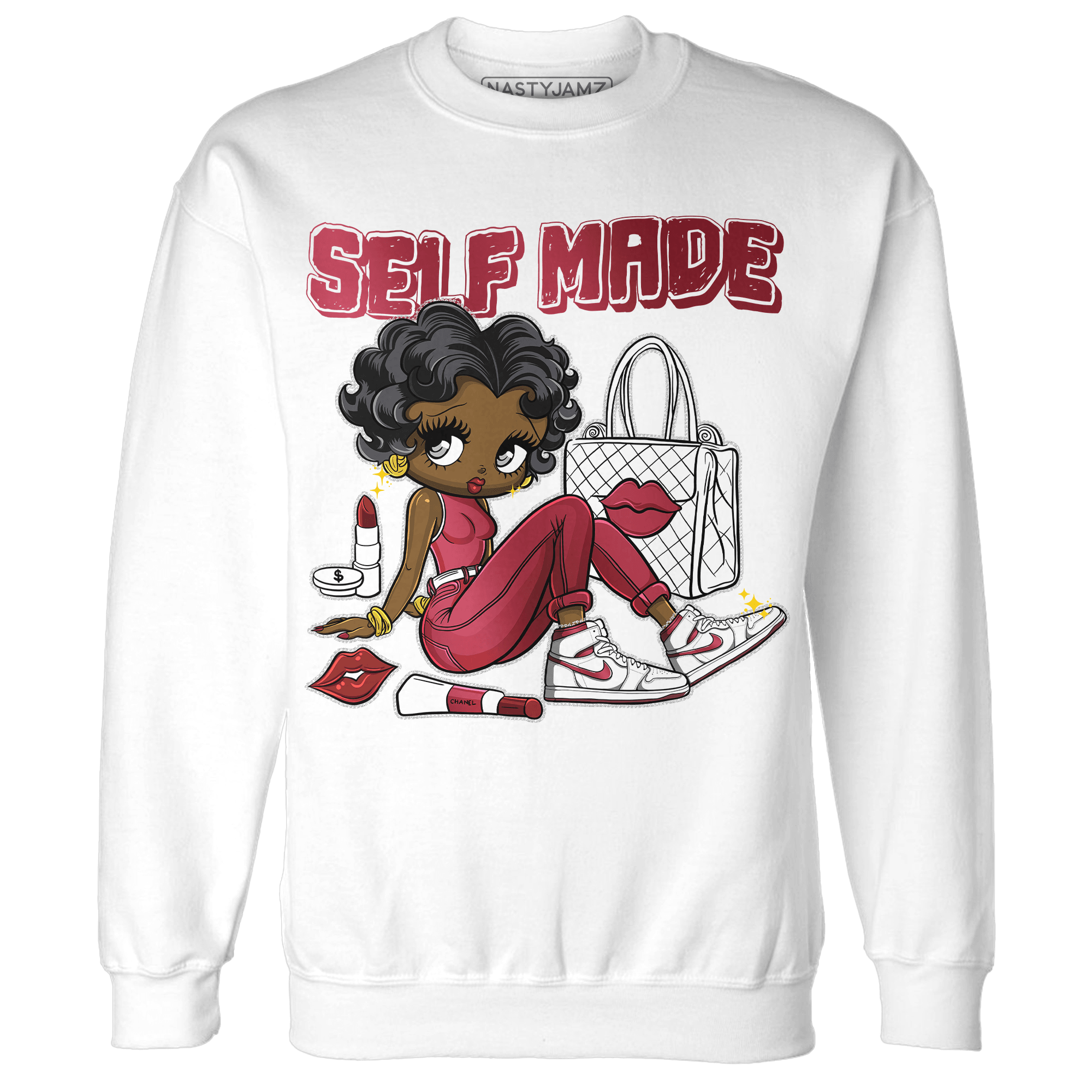 High 85 Metallic Burgundy 1s Sweatshirt Match Sneaker Girl Selfmade - NastyJamz
