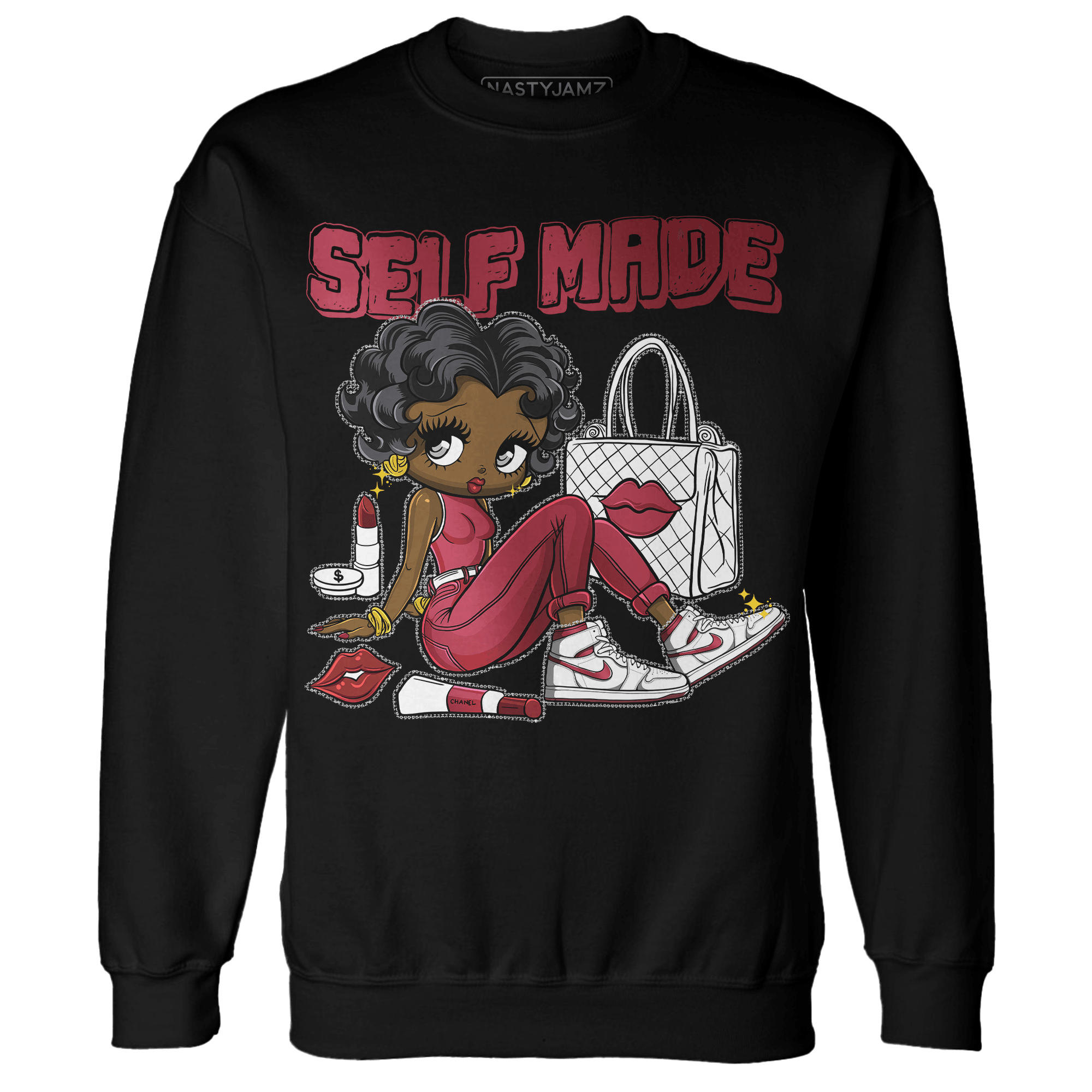 High 85 Metallic Burgundy 1s Sweatshirt Match Sneaker Girl Selfmade - NastyJamz