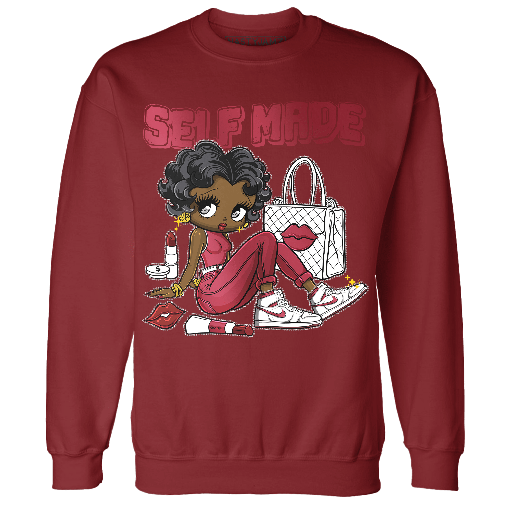 High 85 Metallic Burgundy 1s Sweatshirt Match Sneaker Girl Selfmade - NastyJamz