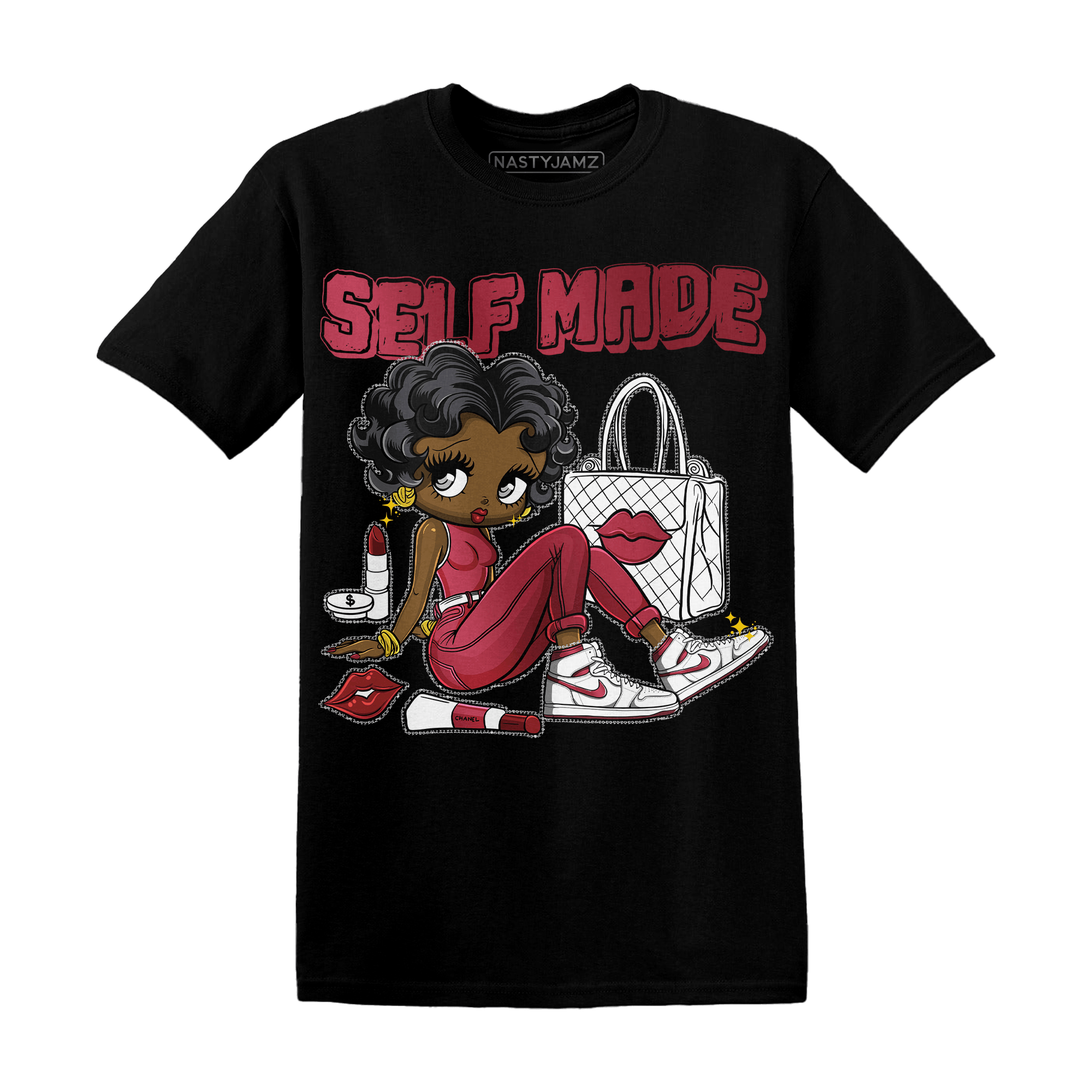 High 85 Metallic Burgundy 1s T Shirt Match Sneaker Girl Selfmade - NastyJamz