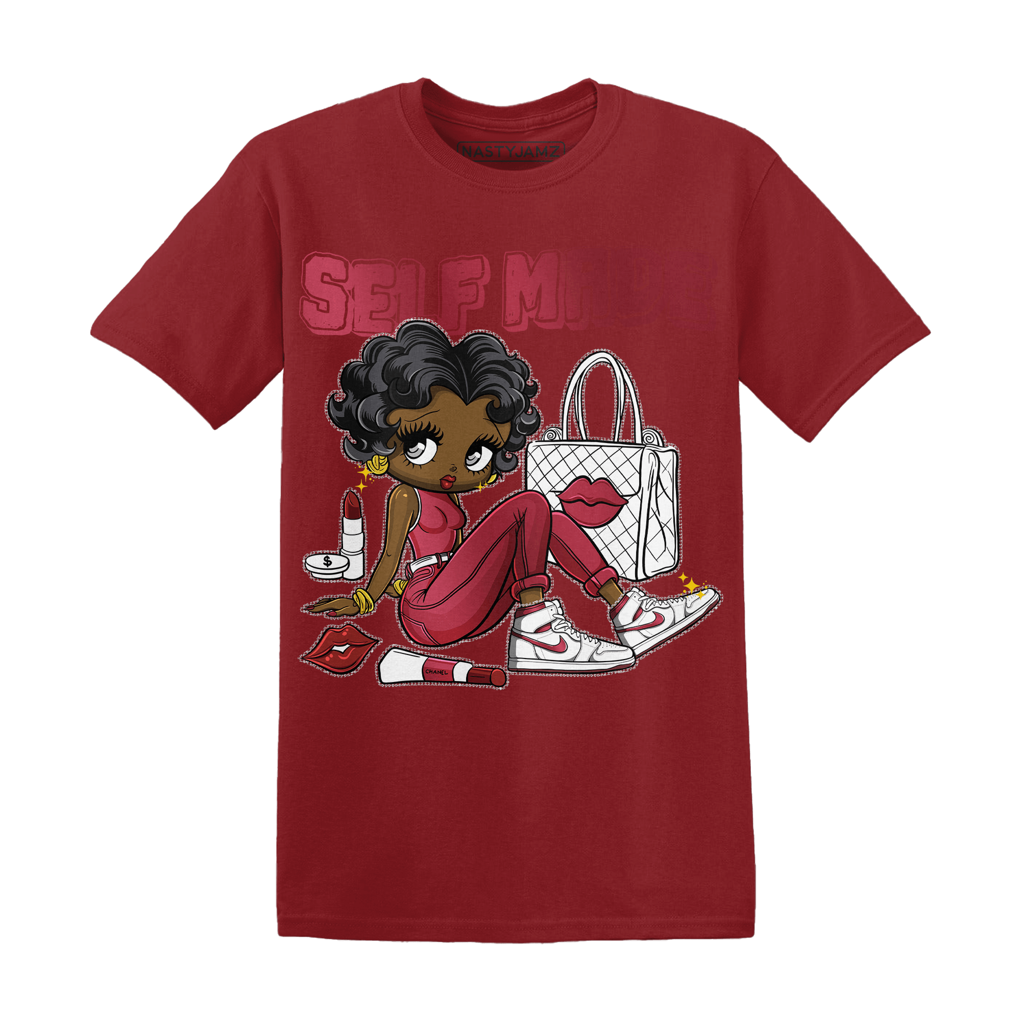 High 85 Metallic Burgundy 1s T Shirt Match Sneaker Girl Selfmade - NastyJamz