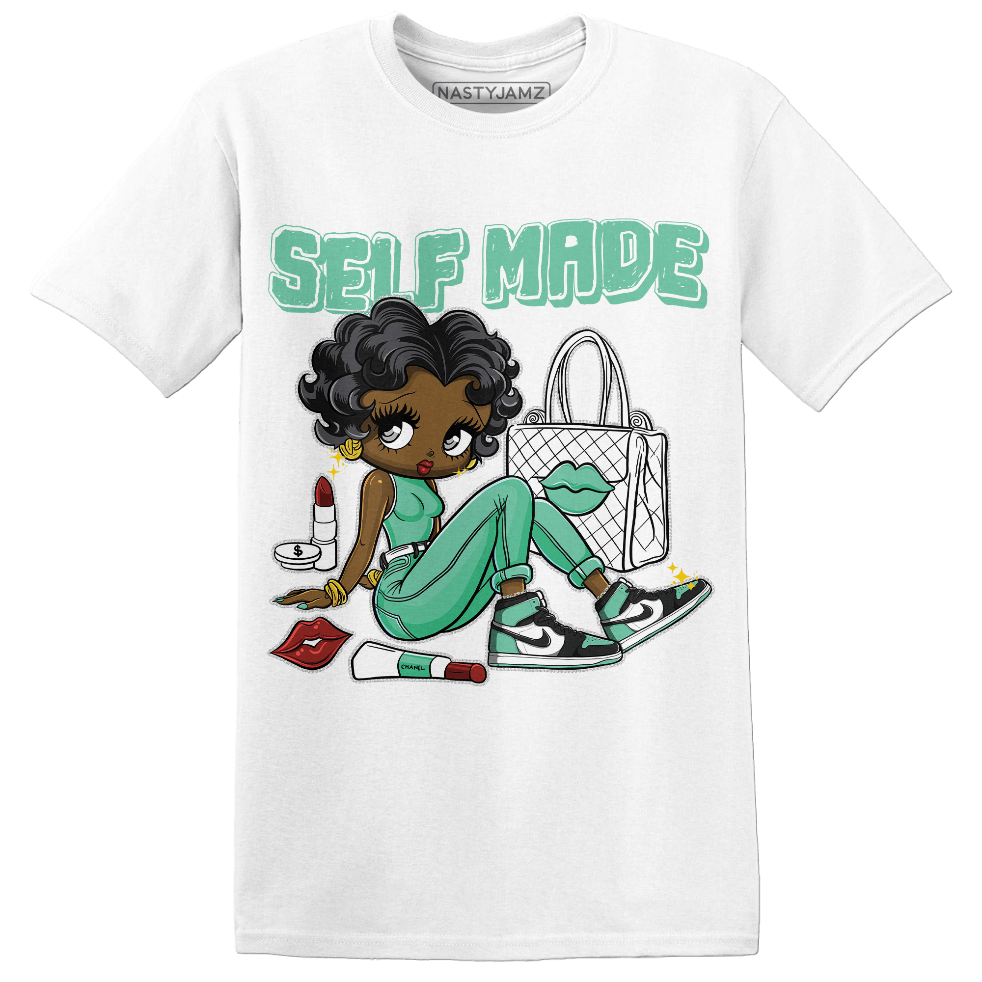 High OG Green Glow 1s T Shirt Match Sneaker Girl Selfmade - NastyJamz