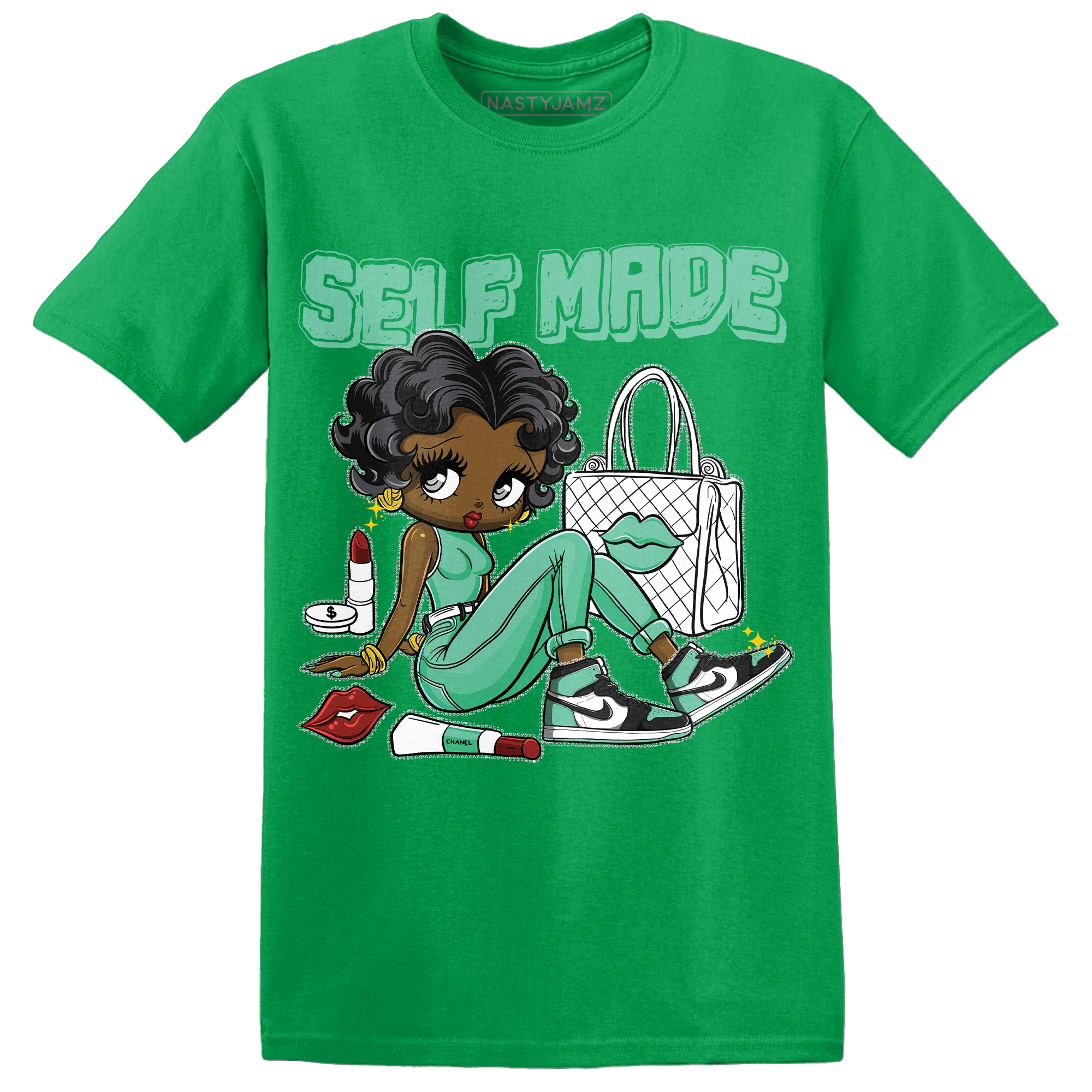 High OG Green Glow 1s T Shirt Match Sneaker Girl Selfmade - NastyJamz