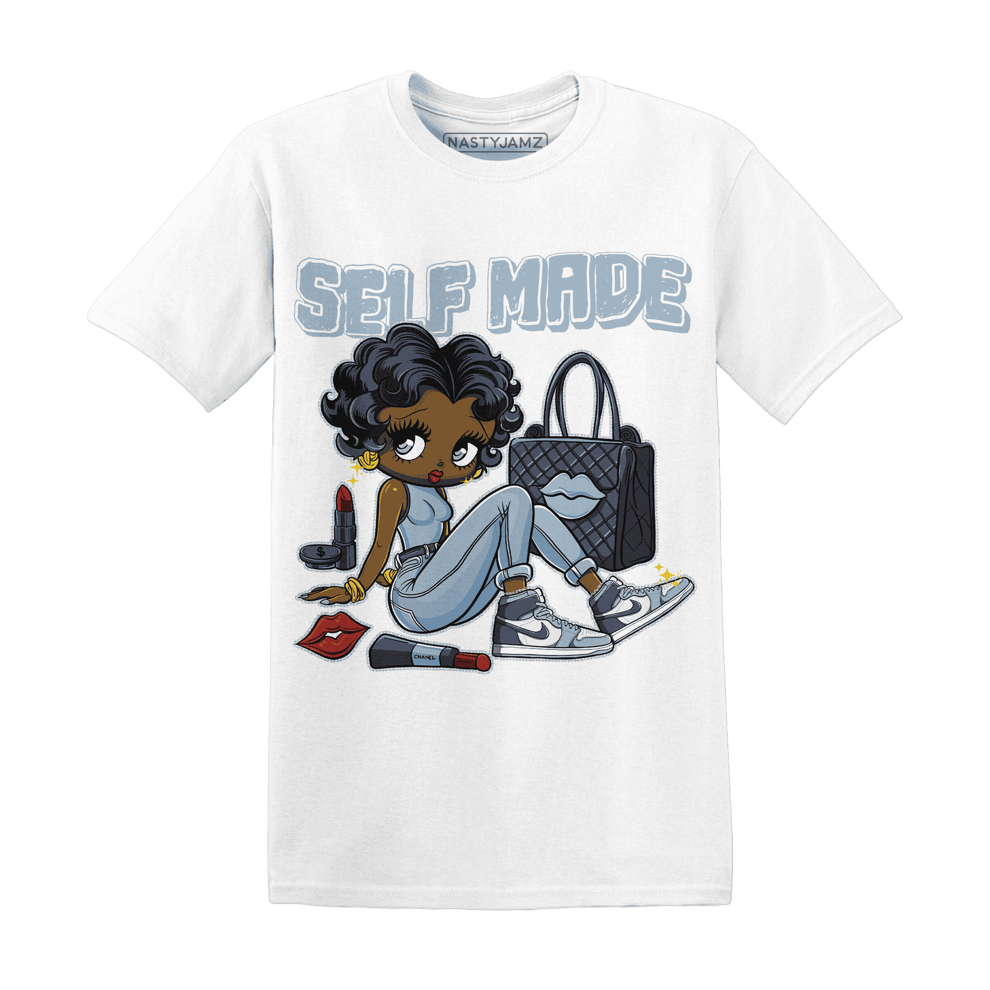 Mid Diffused Blue Grey 1s T Shirt Match Sneaker Girl Selfmade - NastyJamz