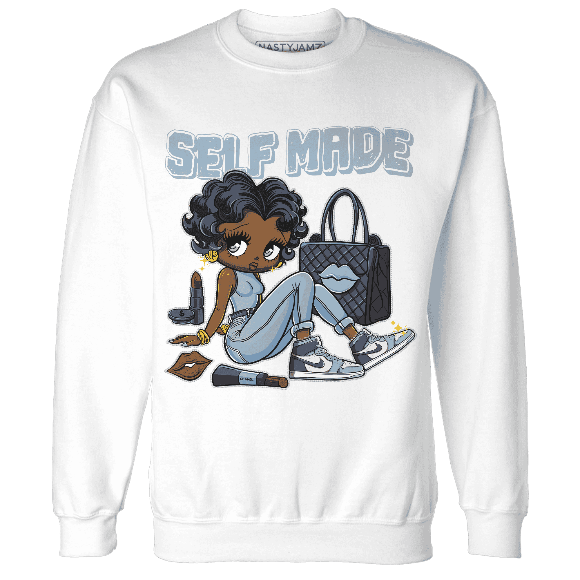 Mid Diffused Blue Grey 1s Sweatshirt Match Sneaker Girl Selfmade - NastyJamz