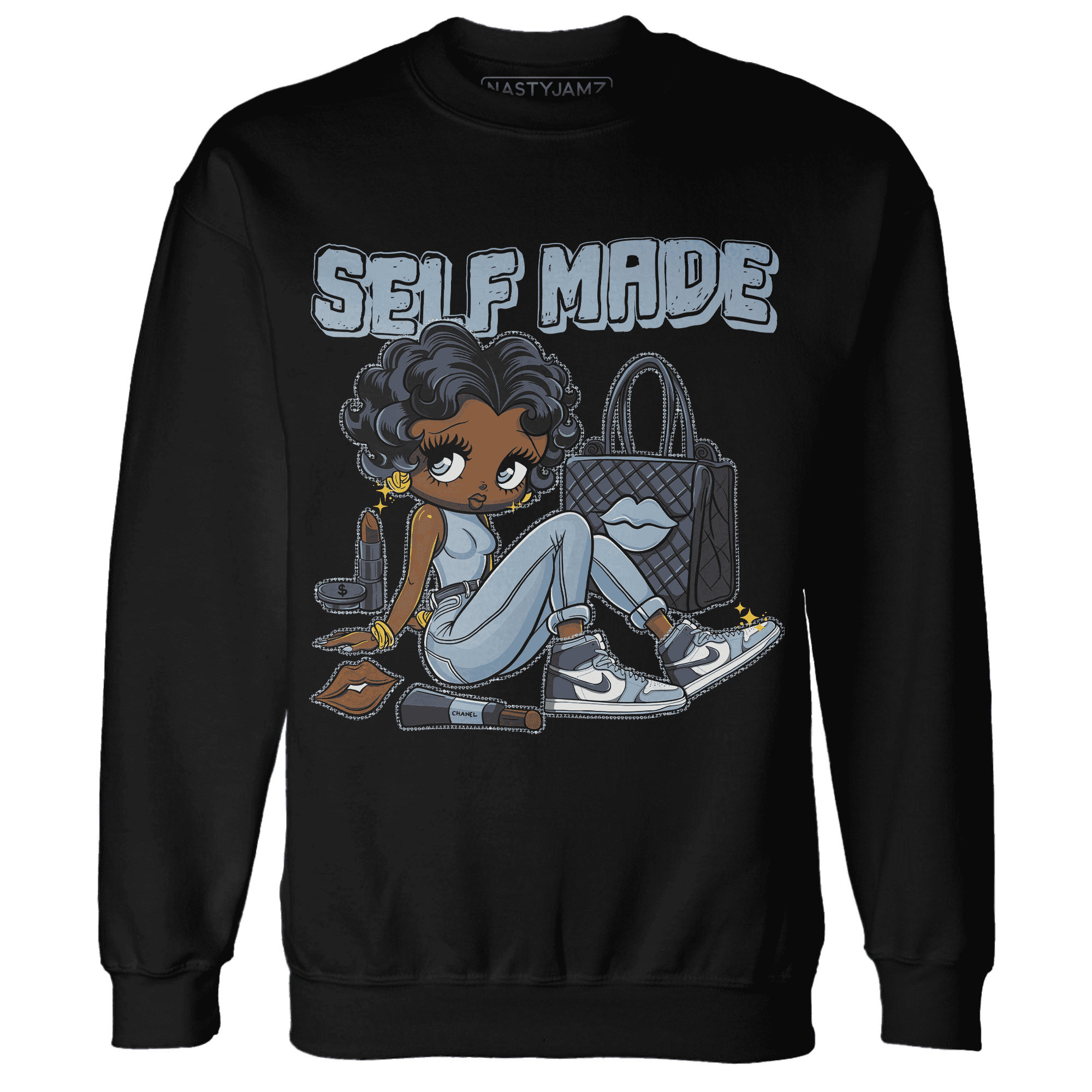 Mid Diffused Blue Grey 1s Sweatshirt Match Sneaker Girl Selfmade - NastyJamz