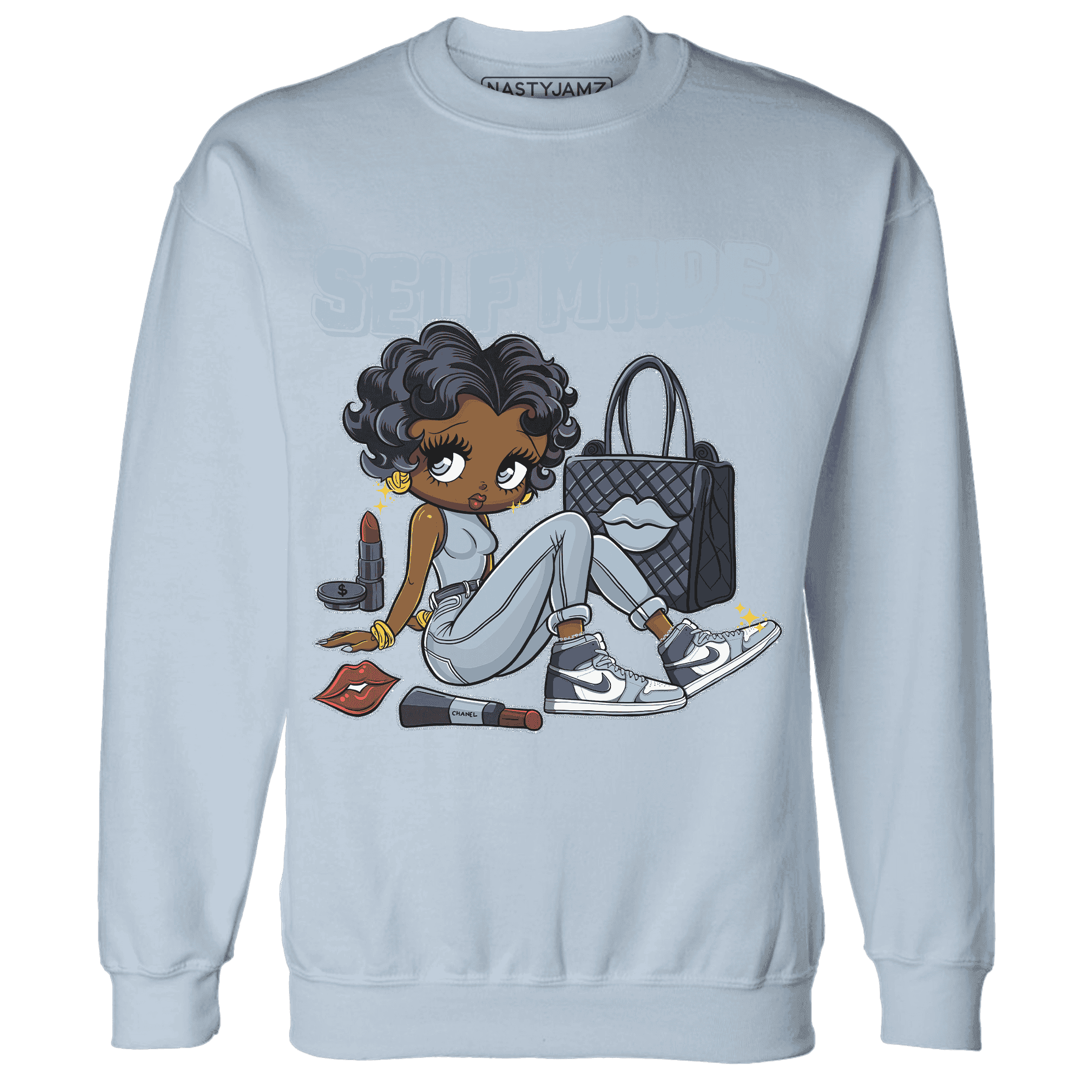 Mid Diffused Blue Grey 1s Sweatshirt Match Sneaker Girl Selfmade - NastyJamz