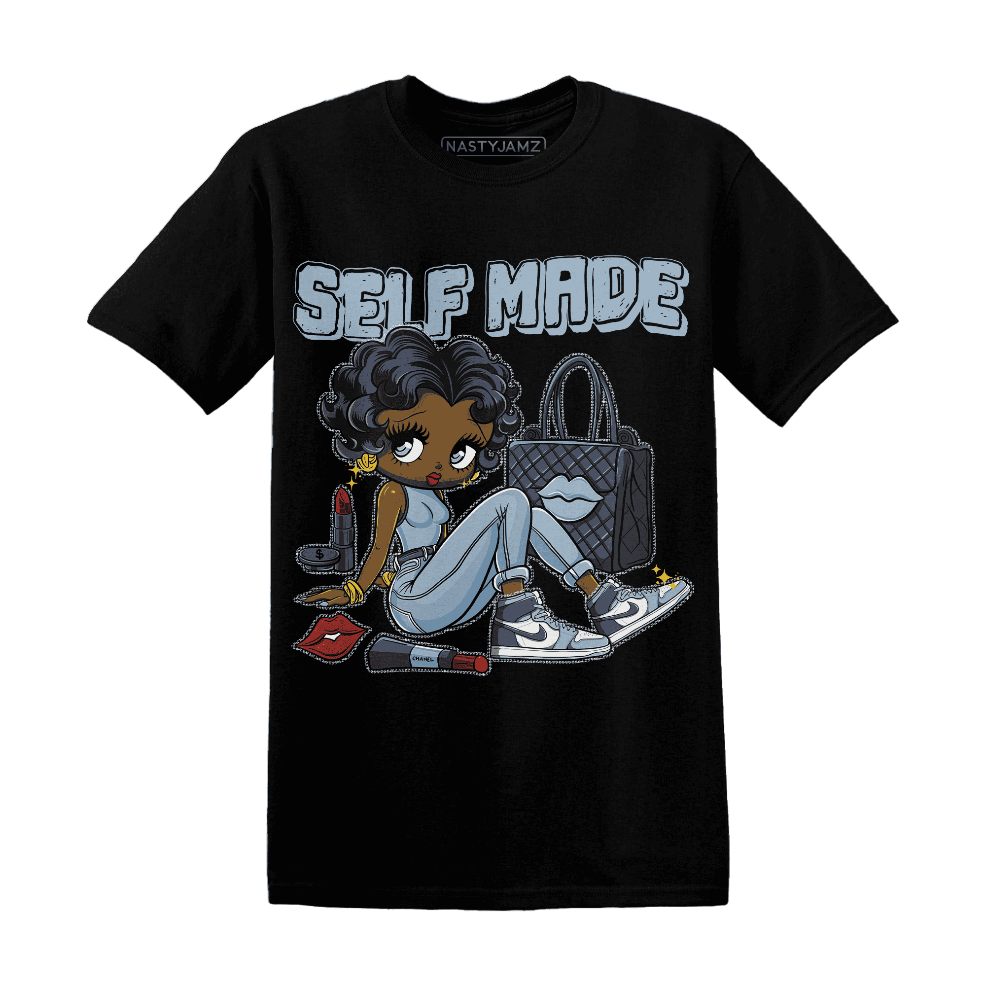 Mid Diffused Blue Grey 1s T Shirt Match Sneaker Girl Selfmade - NastyJamz