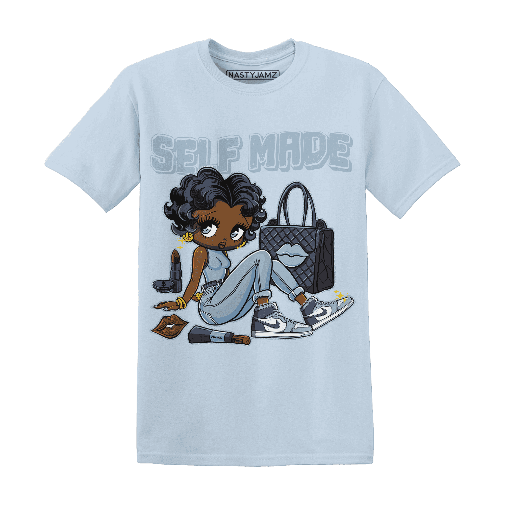 Mid Diffused Blue Grey 1s T Shirt Match Sneaker Girl Selfmade - NastyJamz