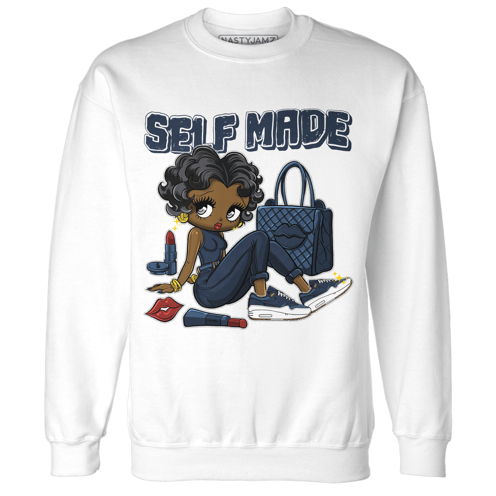 AM 1 86 Jackie Robinson Sweatshirt Match Sneaker Girl Selfmade - NastyJamz