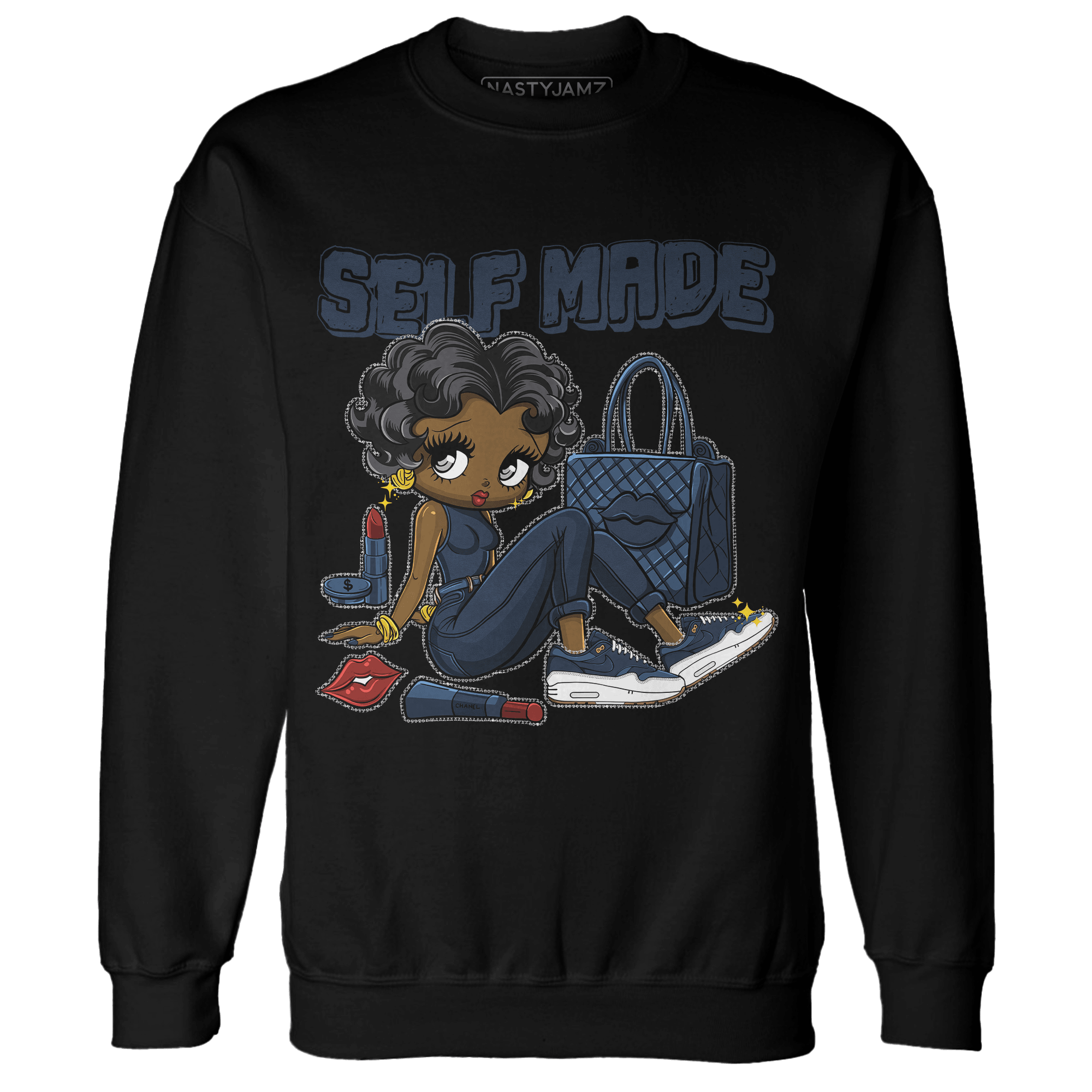 AM 1 86 Jackie Robinson Sweatshirt Match Sneaker Girl Selfmade - NastyJamz
