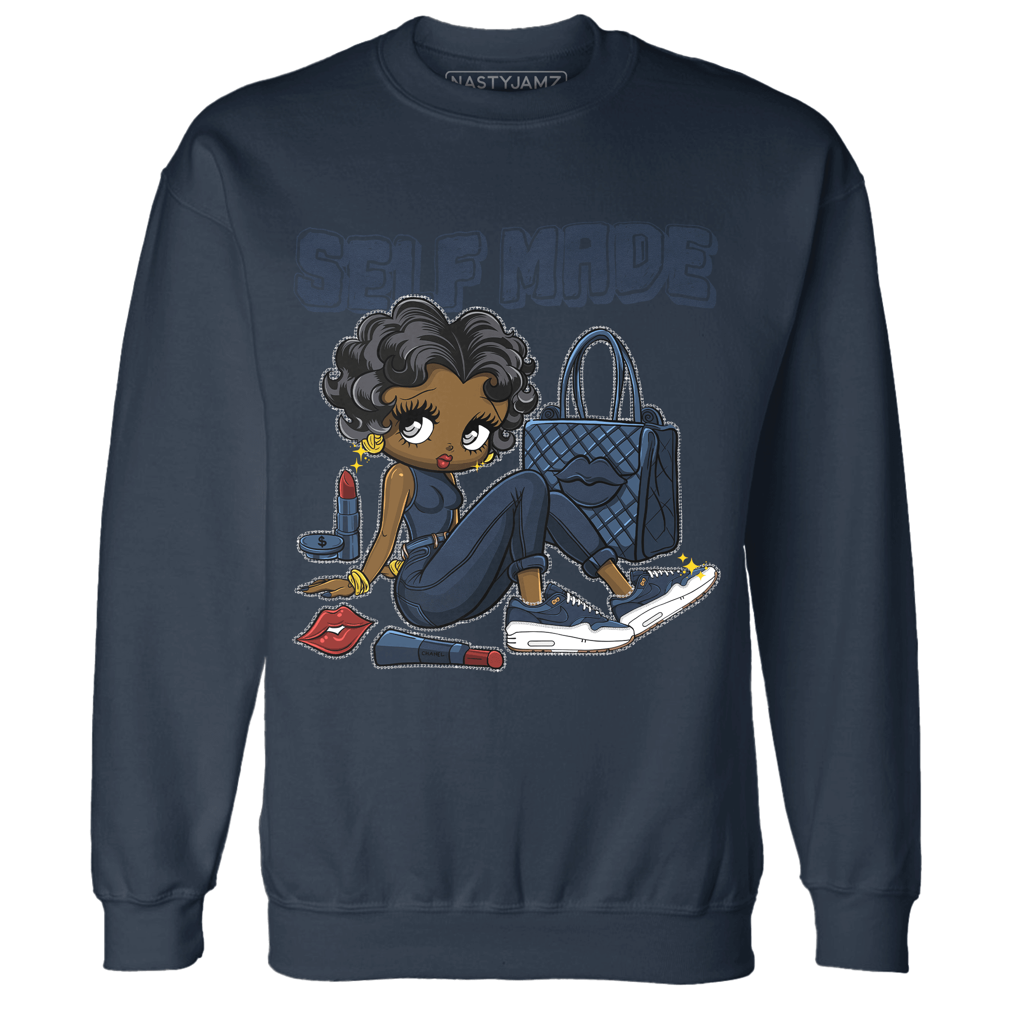 AM 1 86 Jackie Robinson Sweatshirt Match Sneaker Girl Selfmade - NastyJamz