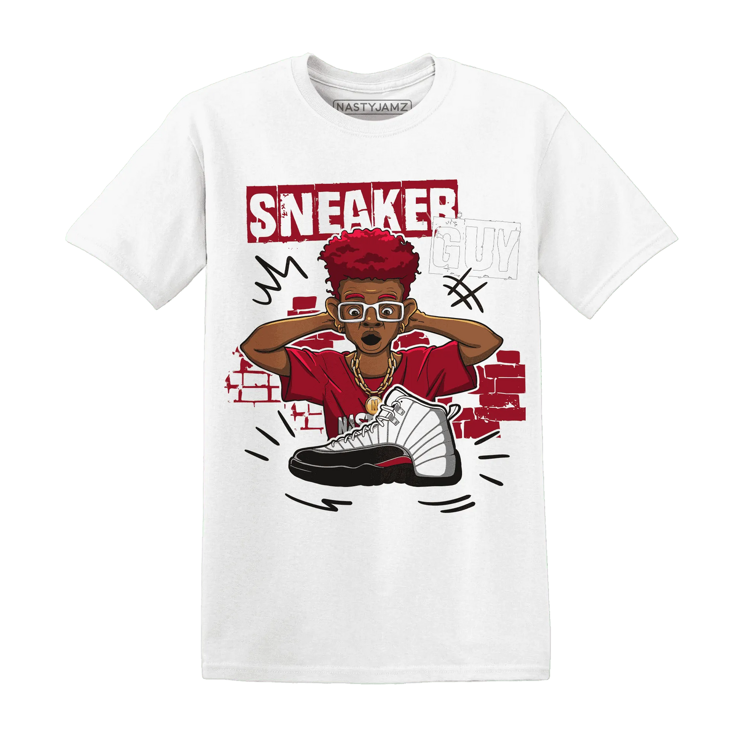NastyJamz-Retro-Red-Taxi-12s-T-Shirt-Match-Sneaker-Guy-Collector