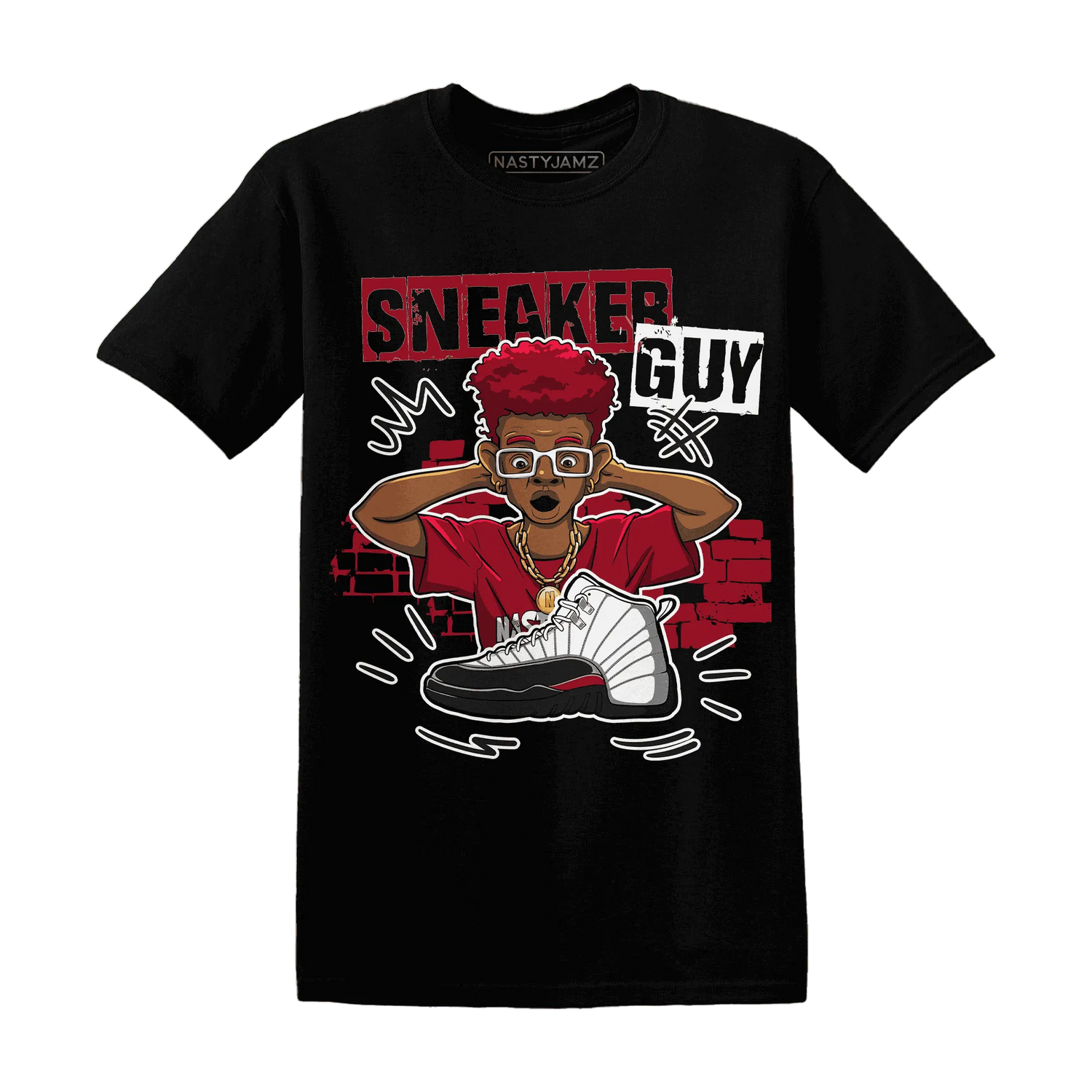 NastyJamz-Retro-Red-Taxi-12s-T-Shirt-Match-Sneaker-Guy-Collector