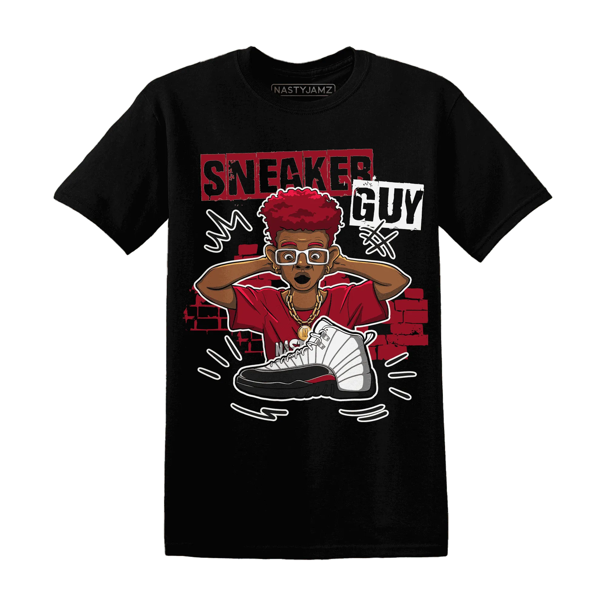 NastyJamz-Retro-Red-Taxi-12s-T-Shirt-Match-Sneaker-Guy-Collector