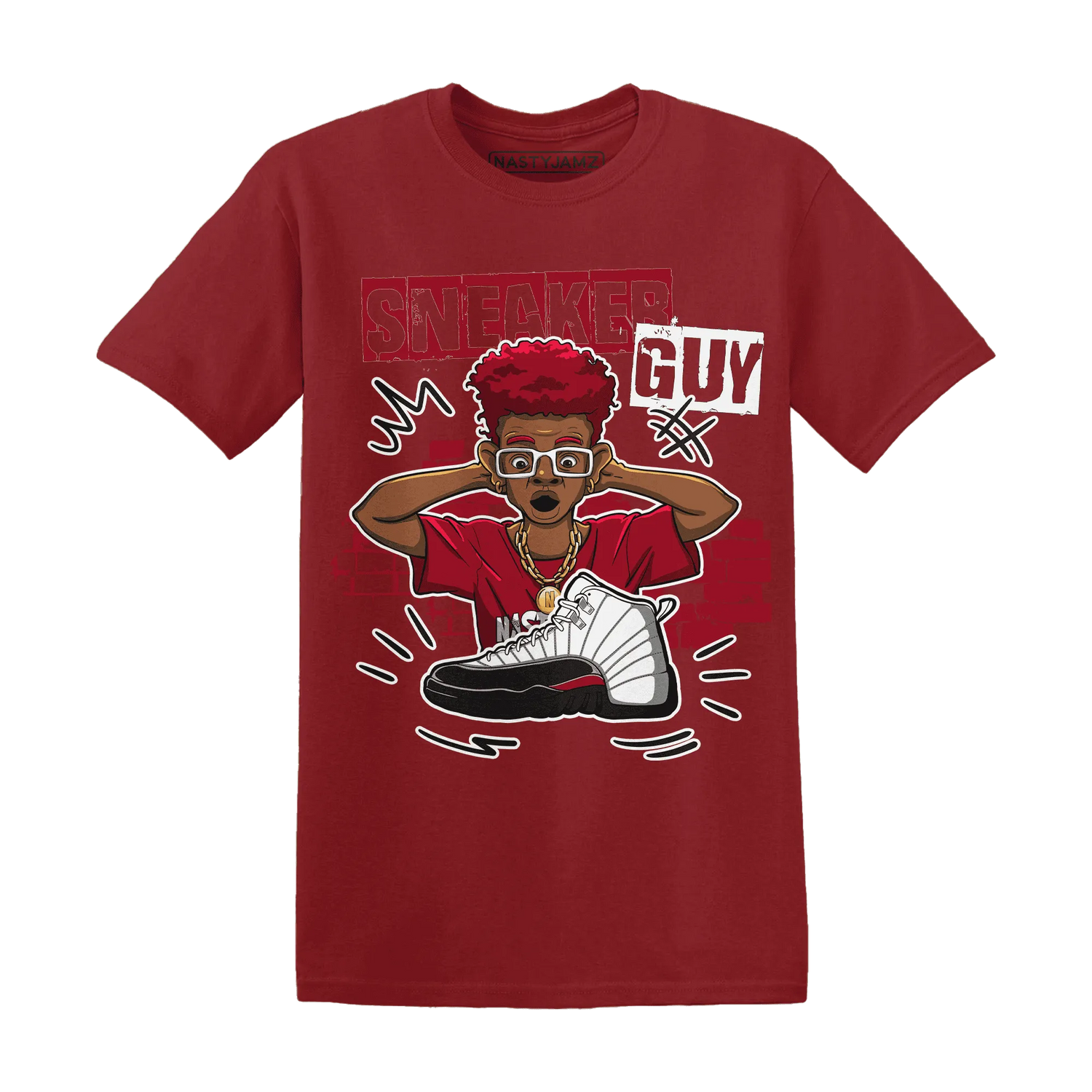 NastyJamz-Retro-Red-Taxi-12s-T-Shirt-Match-Sneaker-Guy-Collector