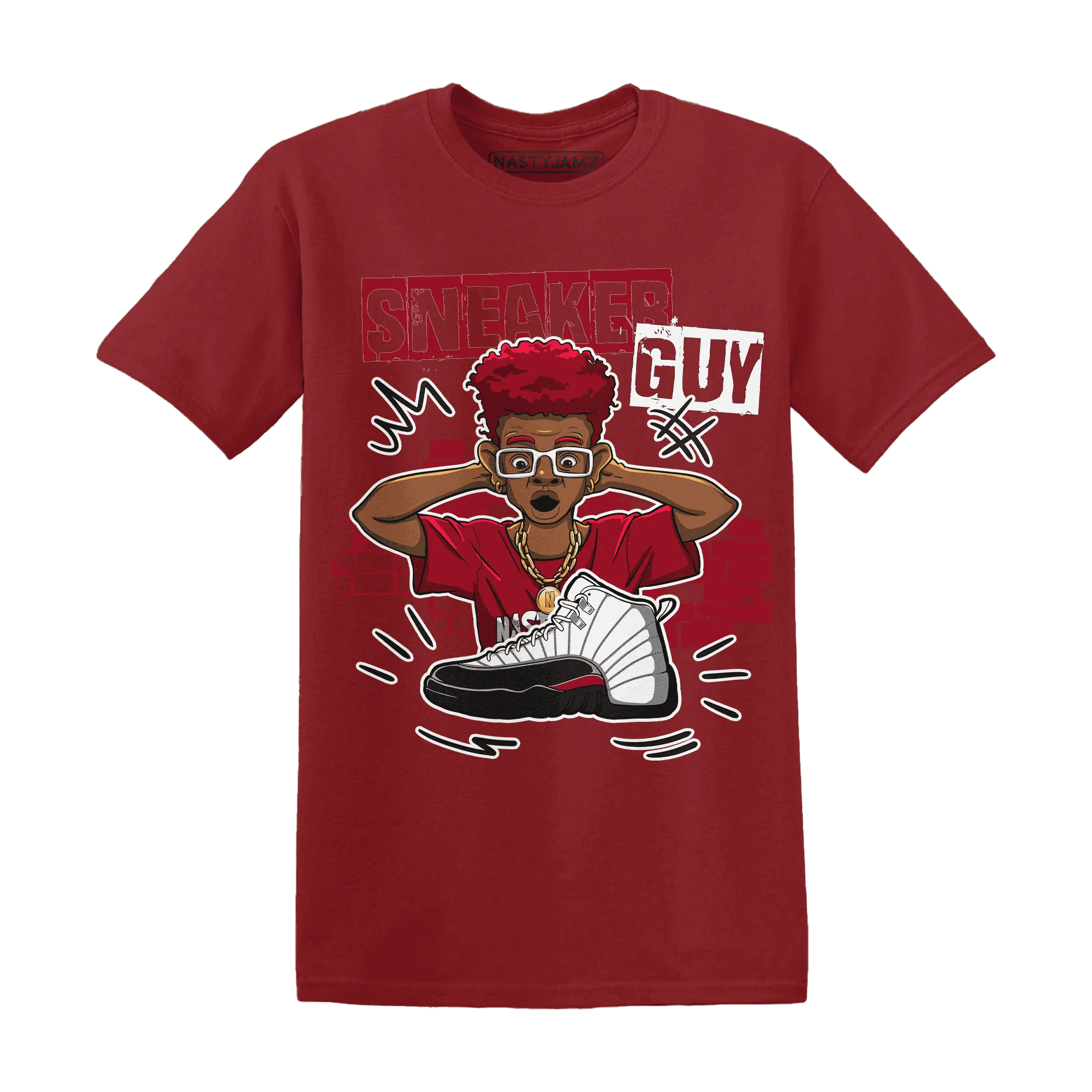 NastyJamz-Retro-Red-Taxi-12s-T-Shirt-Match-Sneaker-Guy-Collector