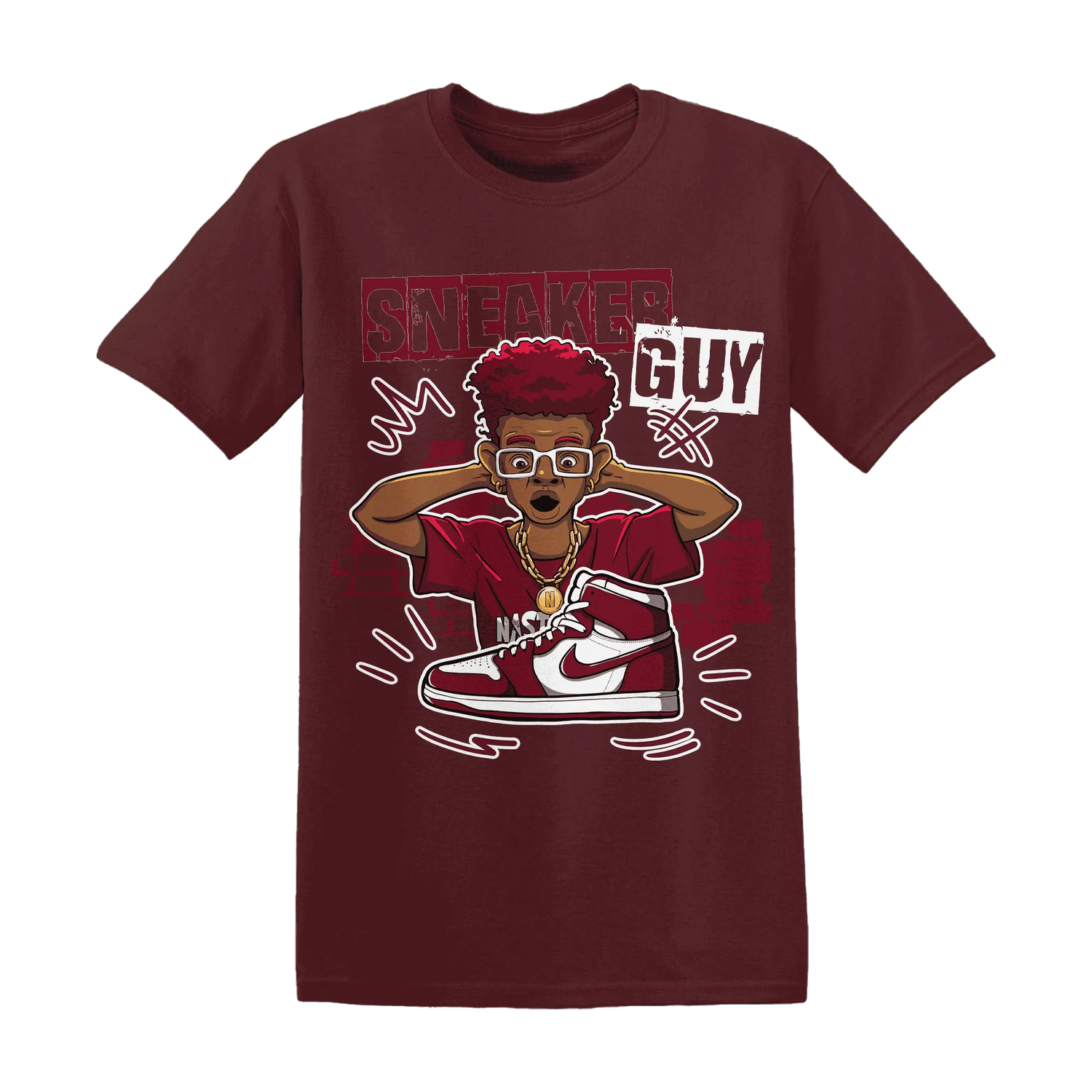 NastyJamz-High-White-Team-Red-1s-T-Shirt-Match-Sneaker-Guy-Collector