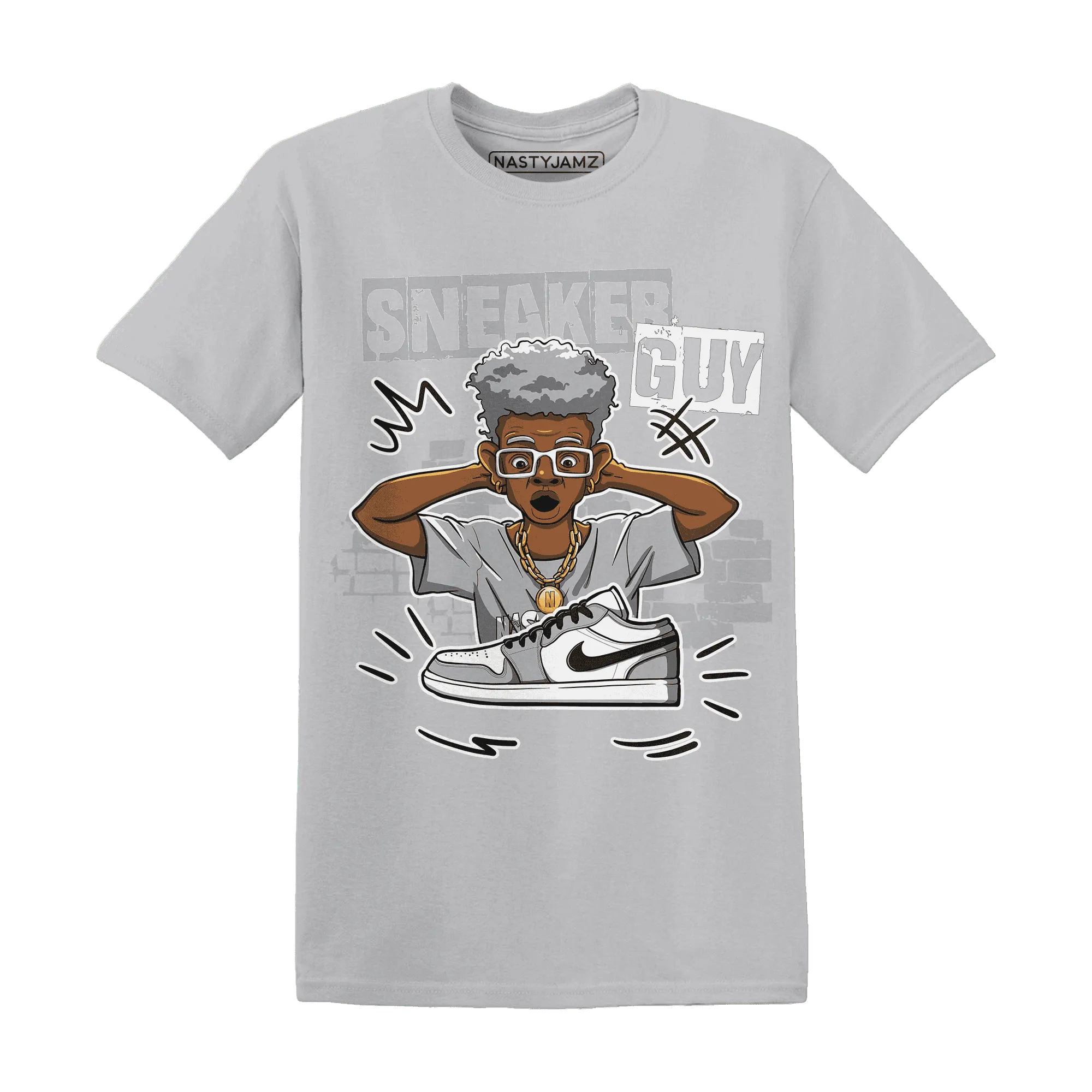 NastyJamz-Wolf-Grey-1s-T-Shirt-Match-Sneaker-Guy-Collector